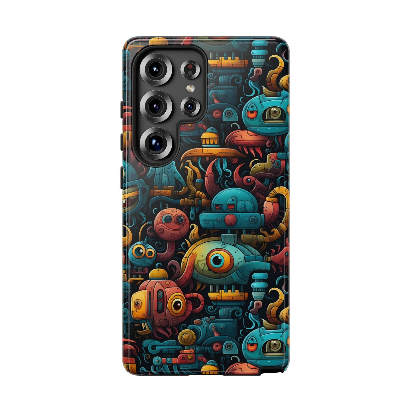 Whimsical Robots Tough Phone Case – Fantastical Mechanical Creatures Design for iPhone, Samsung Galaxy & Google Pixel