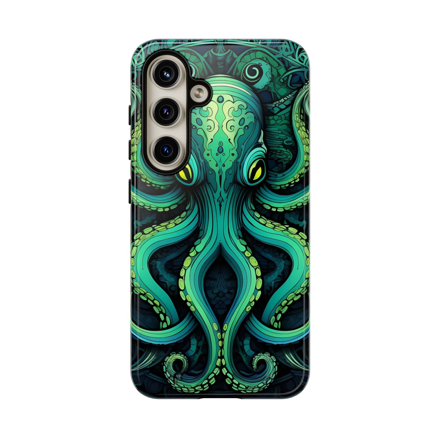 Vibrant Teal Octopus Tough Phone Case: Mandala-Inspired Art for iPhone, Samsung Galaxy & Google Pixel - Cracken Painting