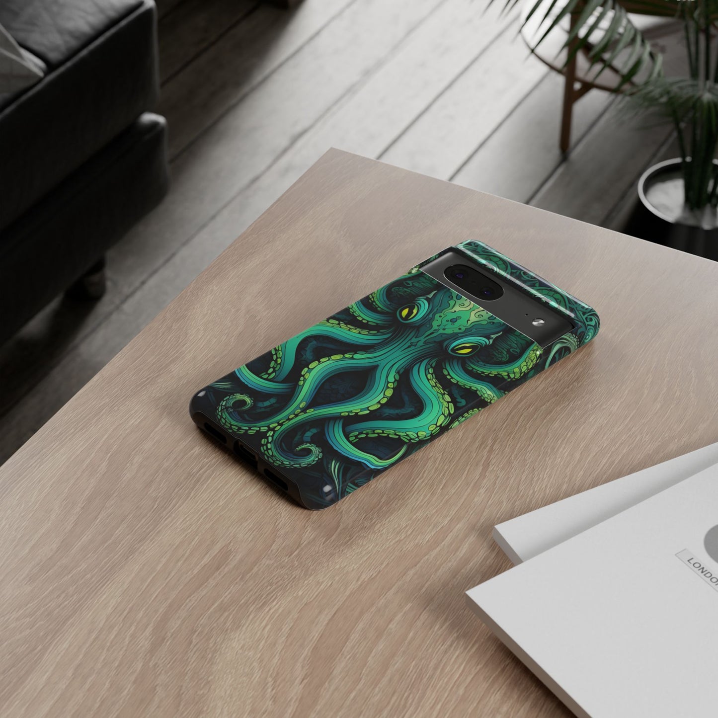 Vibrant Teal Octopus Tough Phone Case: Mandala-Inspired Art for iPhone, Samsung Galaxy & Google Pixel - Cracken Painting