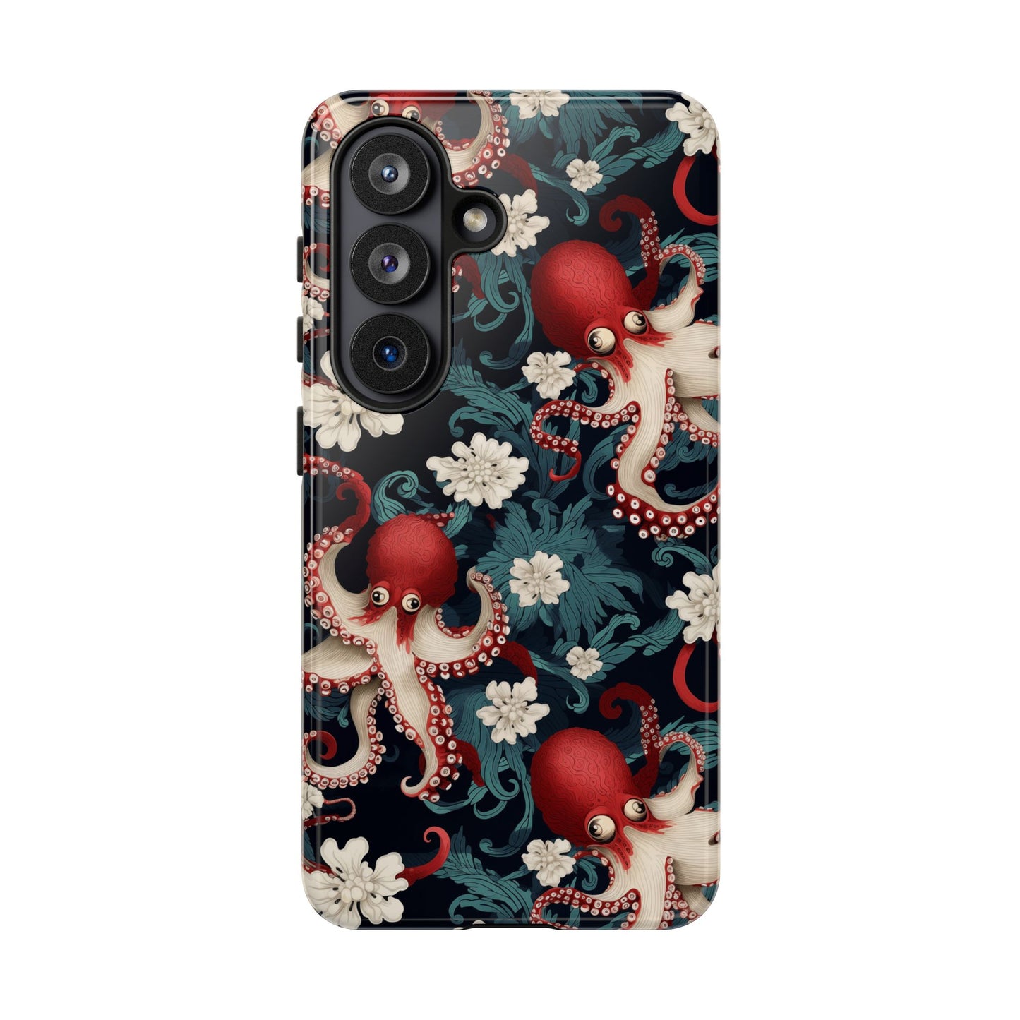 Octopus Floral Phone Case | Japanese Style Marine Pattern Protective Case
