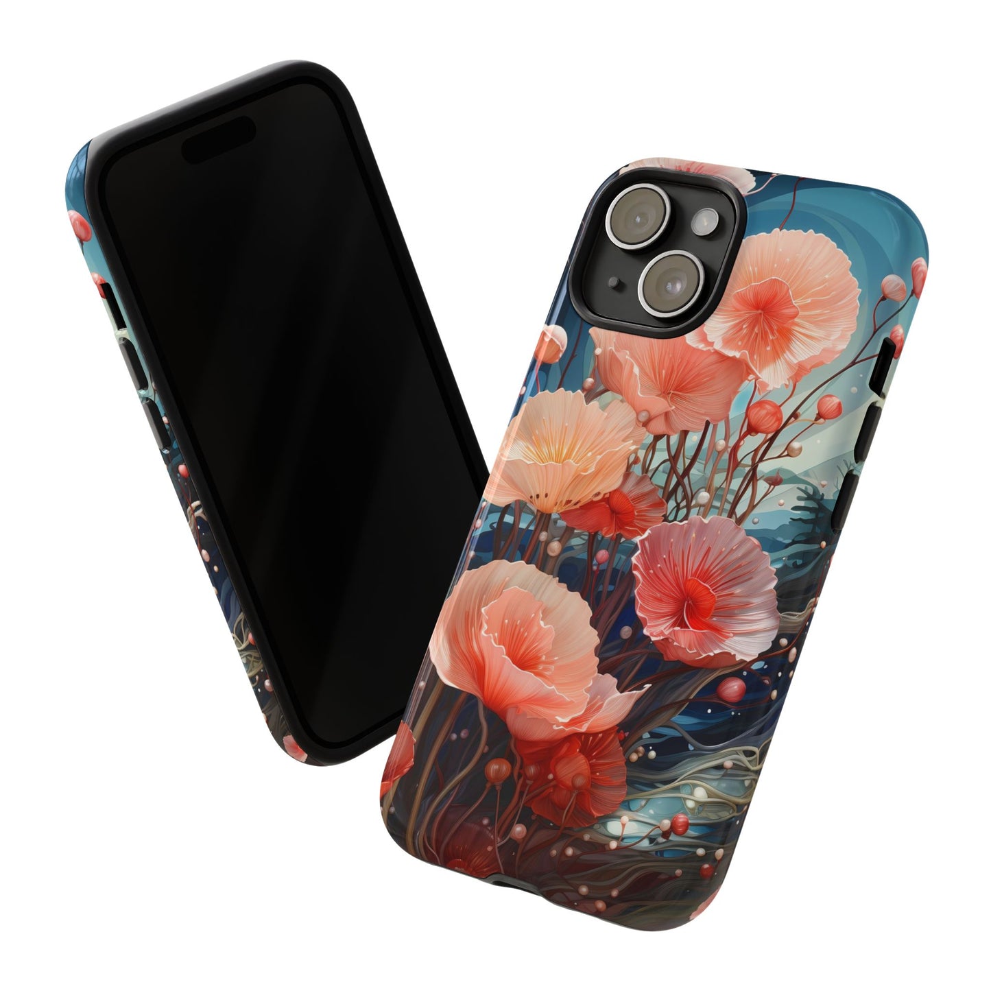 Blooming Poppies Tough Phone Case – Underwater Nocturnal Floral Design for iPhone, Samsung Galaxy & Google Pixel
