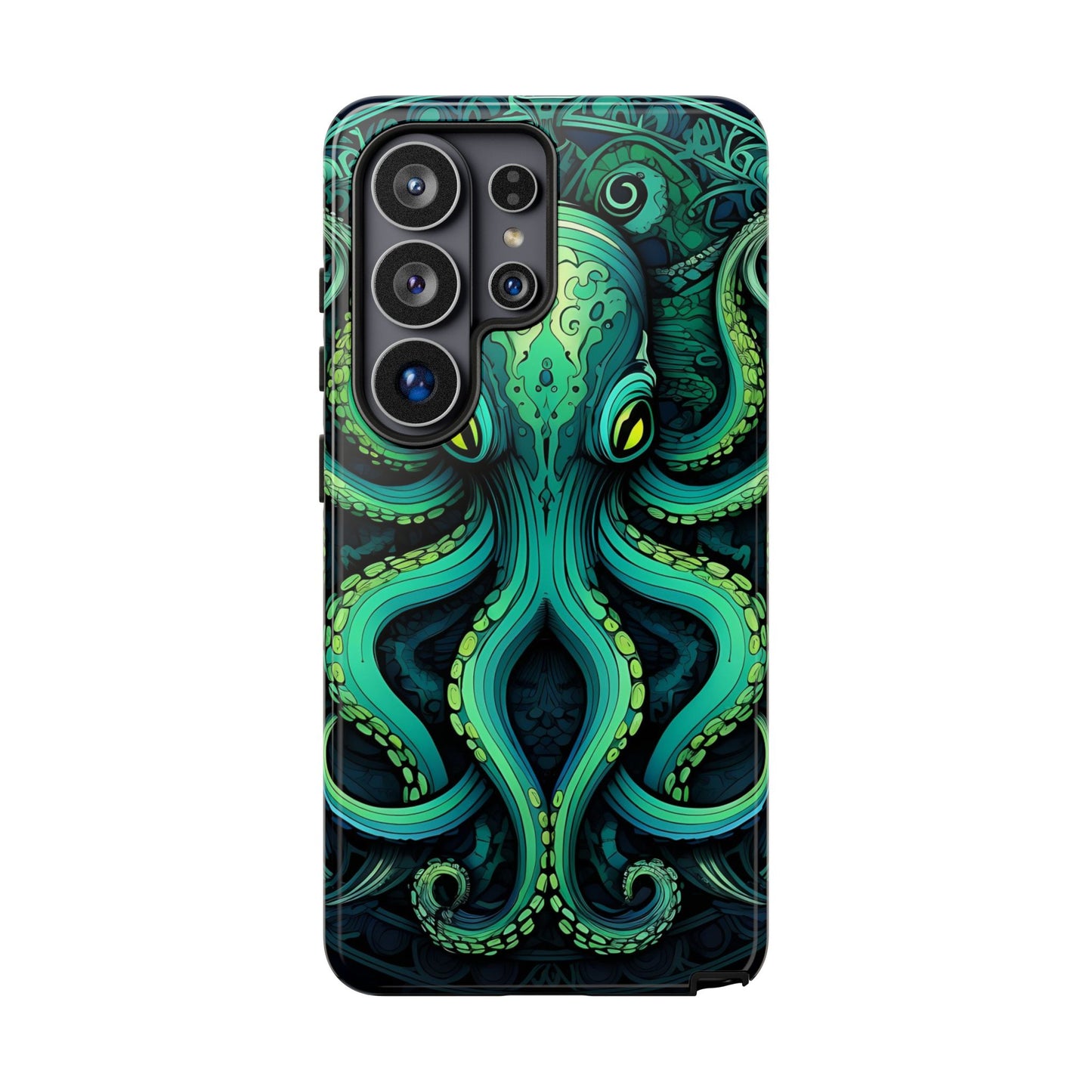 Vibrant Teal Octopus Tough Phone Case: Mandala-Inspired Art for iPhone, Samsung Galaxy & Google Pixel - Cracken Painting