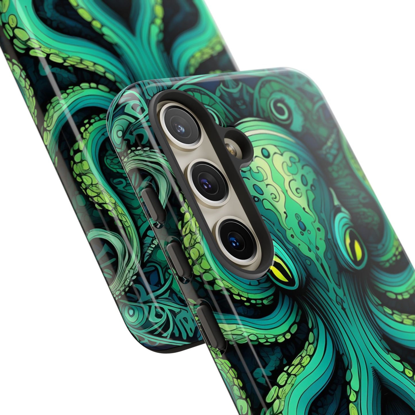 Vibrant Teal Octopus Tough Phone Case: Mandala-Inspired Art for iPhone, Samsung Galaxy & Google Pixel - Cracken Painting