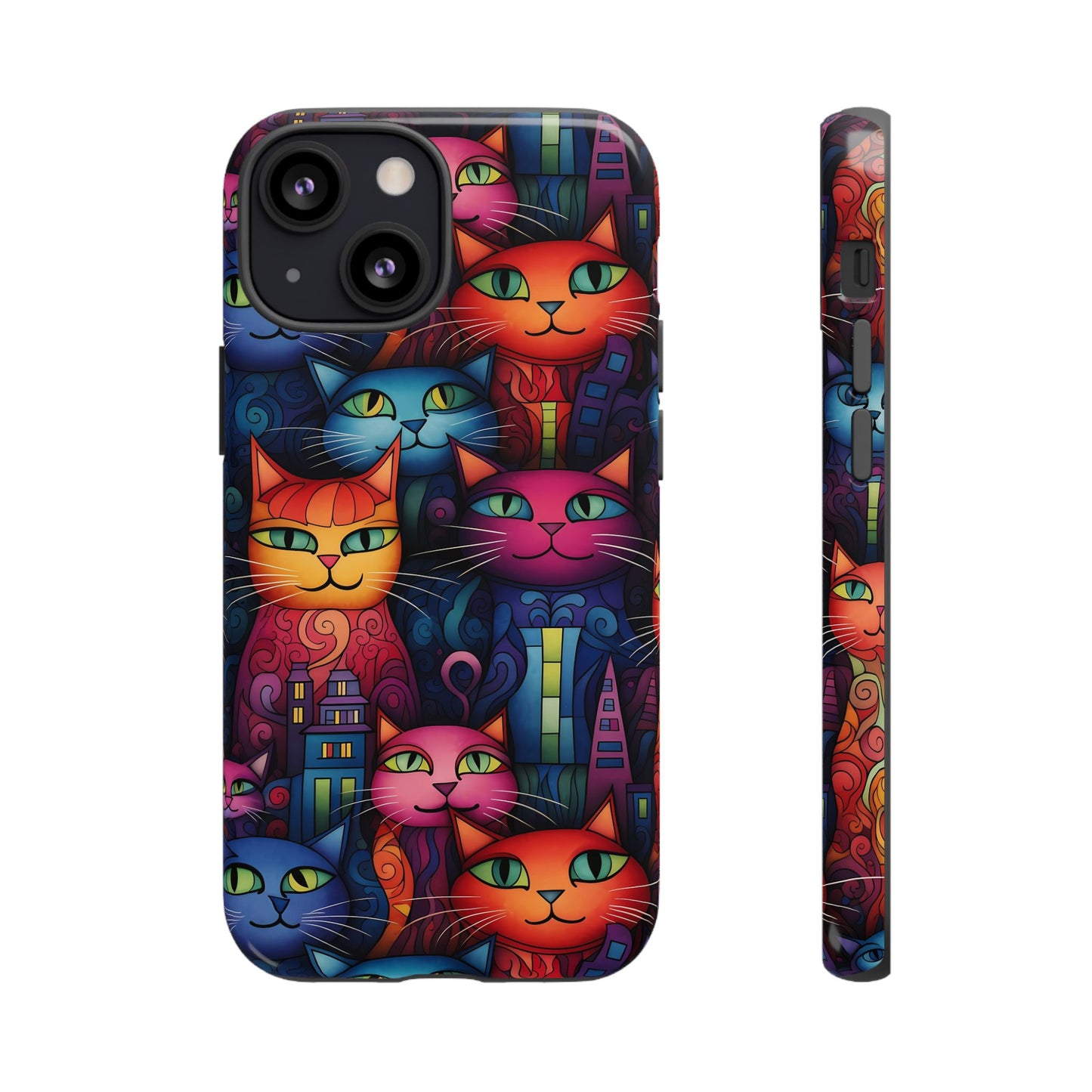 Cat-opolis Tough Phone Case: Fantastical Feline City Scape Mobile Phone Protection for iPhone, Samsung Galaxy & Google Pixel Whimsical Art