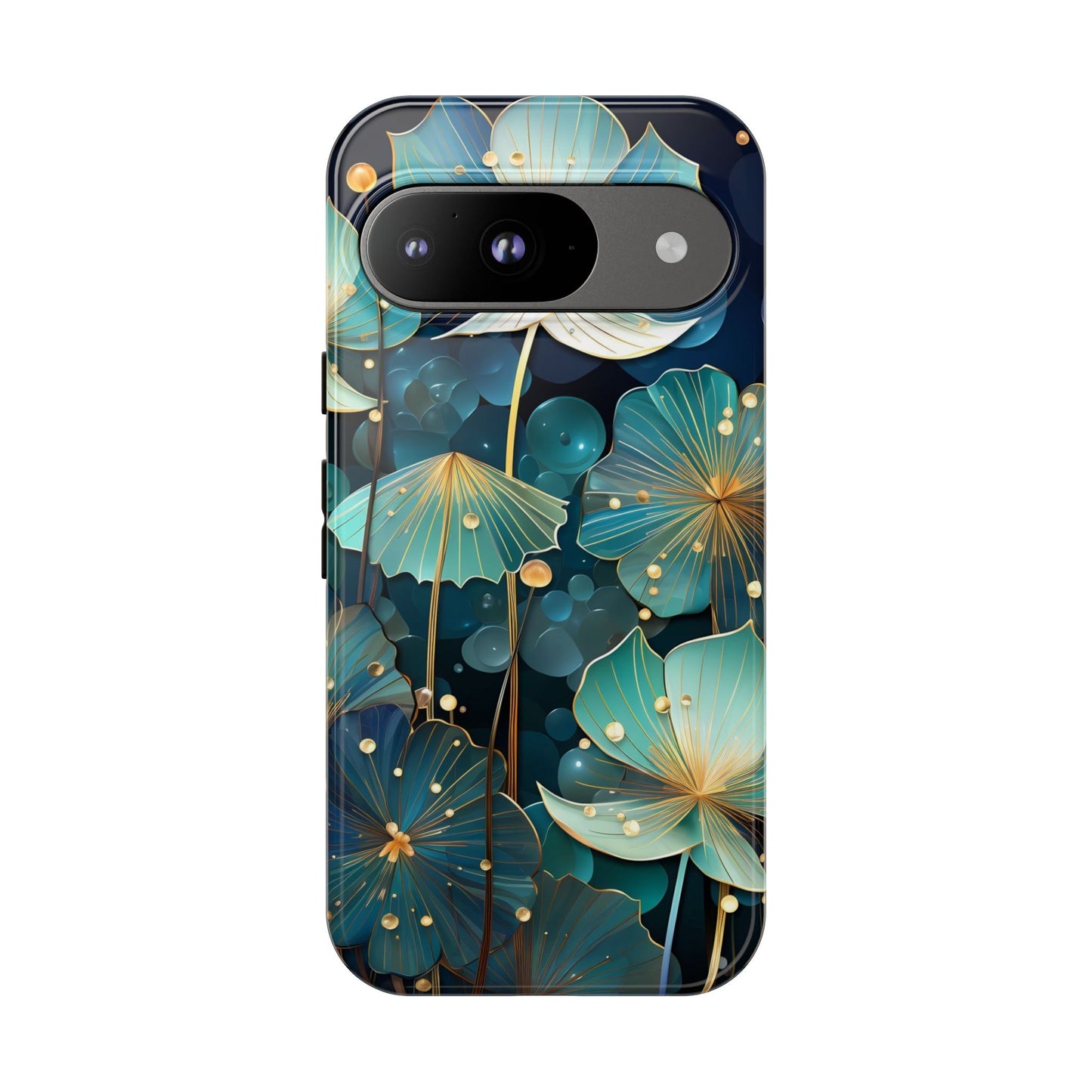 Teal Floral Tough Phone Case — Protective Botanical iPhone Cover