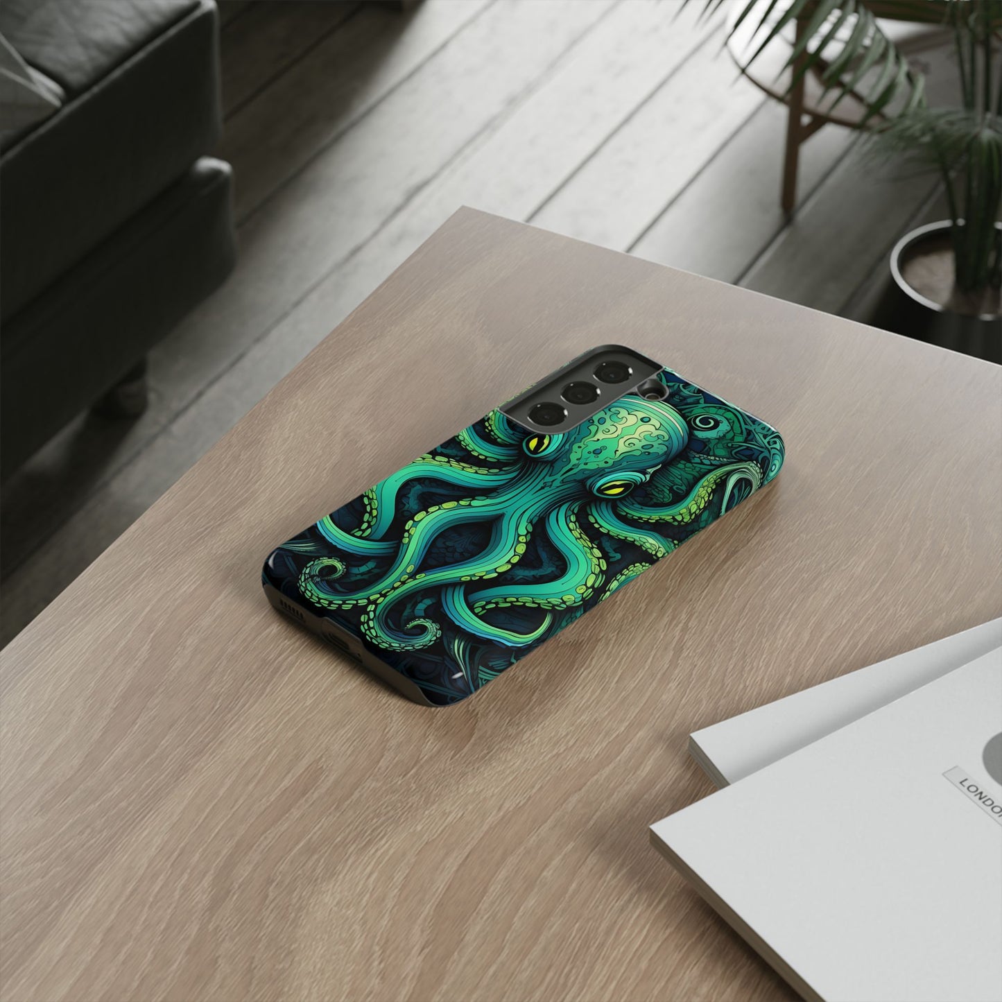 Vibrant Teal Octopus Tough Phone Case: Mandala-Inspired Art for iPhone, Samsung Galaxy & Google Pixel - Cracken Painting