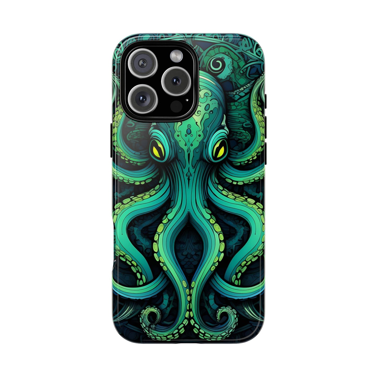 Vibrant Teal Octopus Tough Phone Case: Mandala-Inspired Art for iPhone, Samsung Galaxy & Google Pixel - Cracken Painting