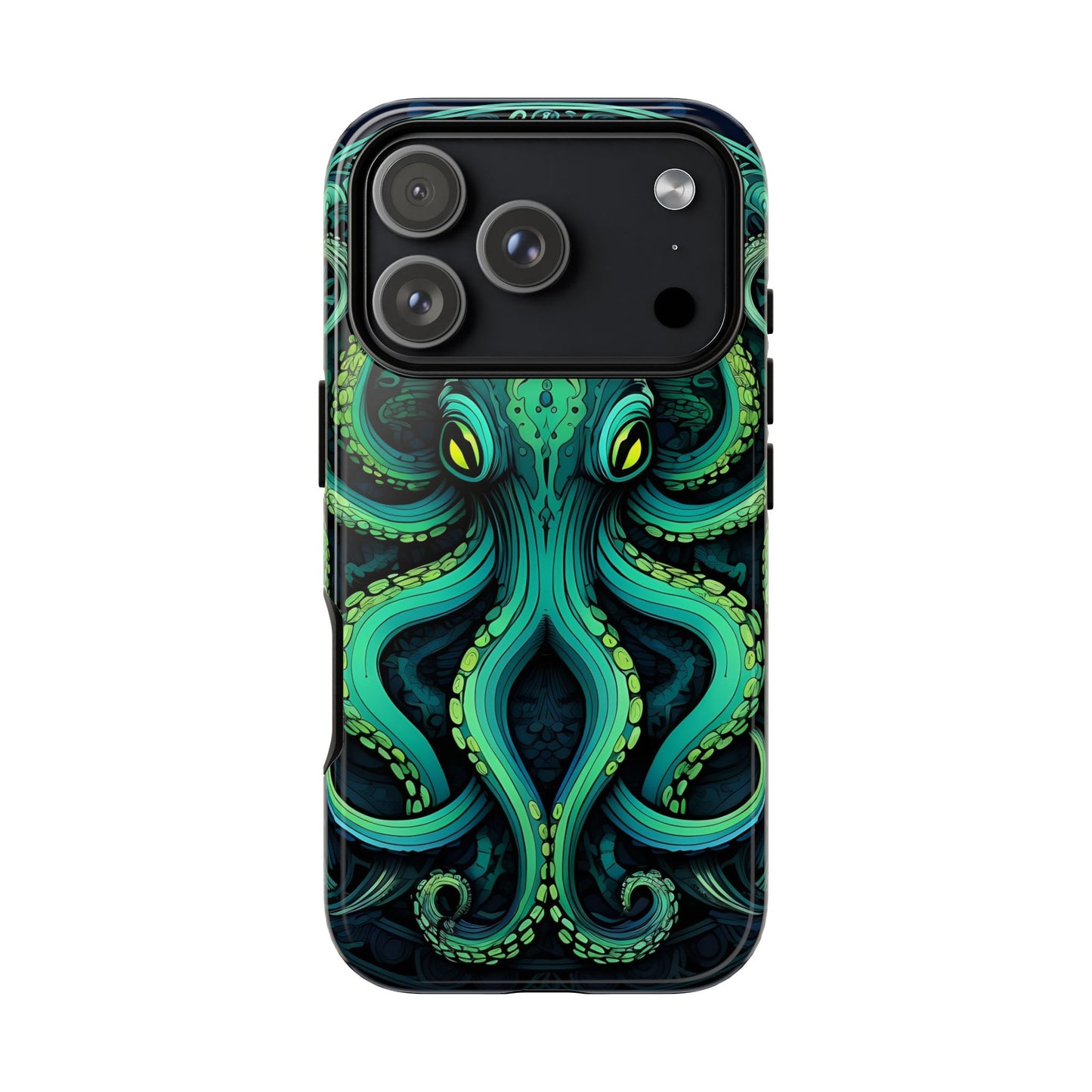 Vibrant Teal Octopus Tough Phone Case: Mandala-Inspired Art for iPhone, Samsung Galaxy & Google Pixel - Cracken Painting