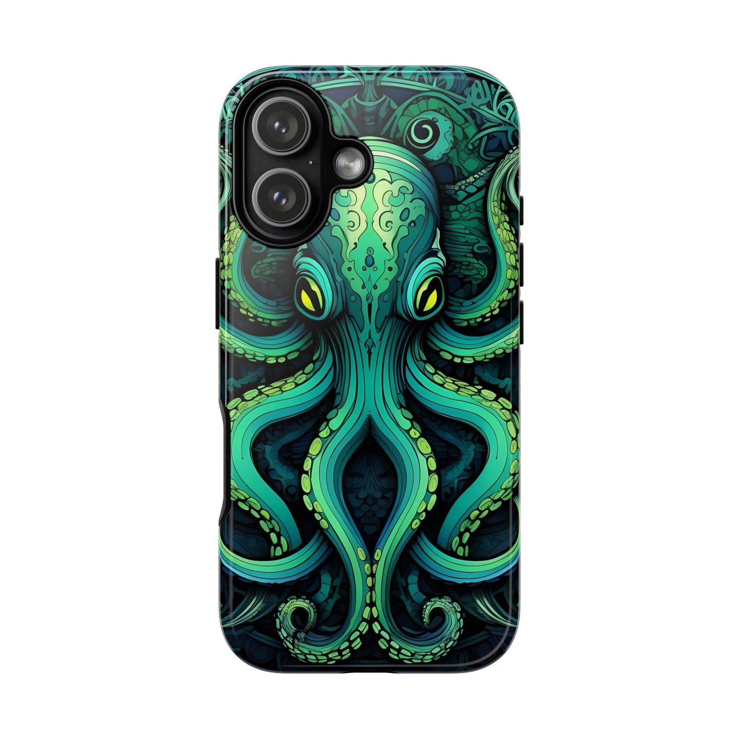 Vibrant Teal Octopus Tough Phone Case: Mandala-Inspired Art for iPhone, Samsung Galaxy & Google Pixel - Cracken Painting