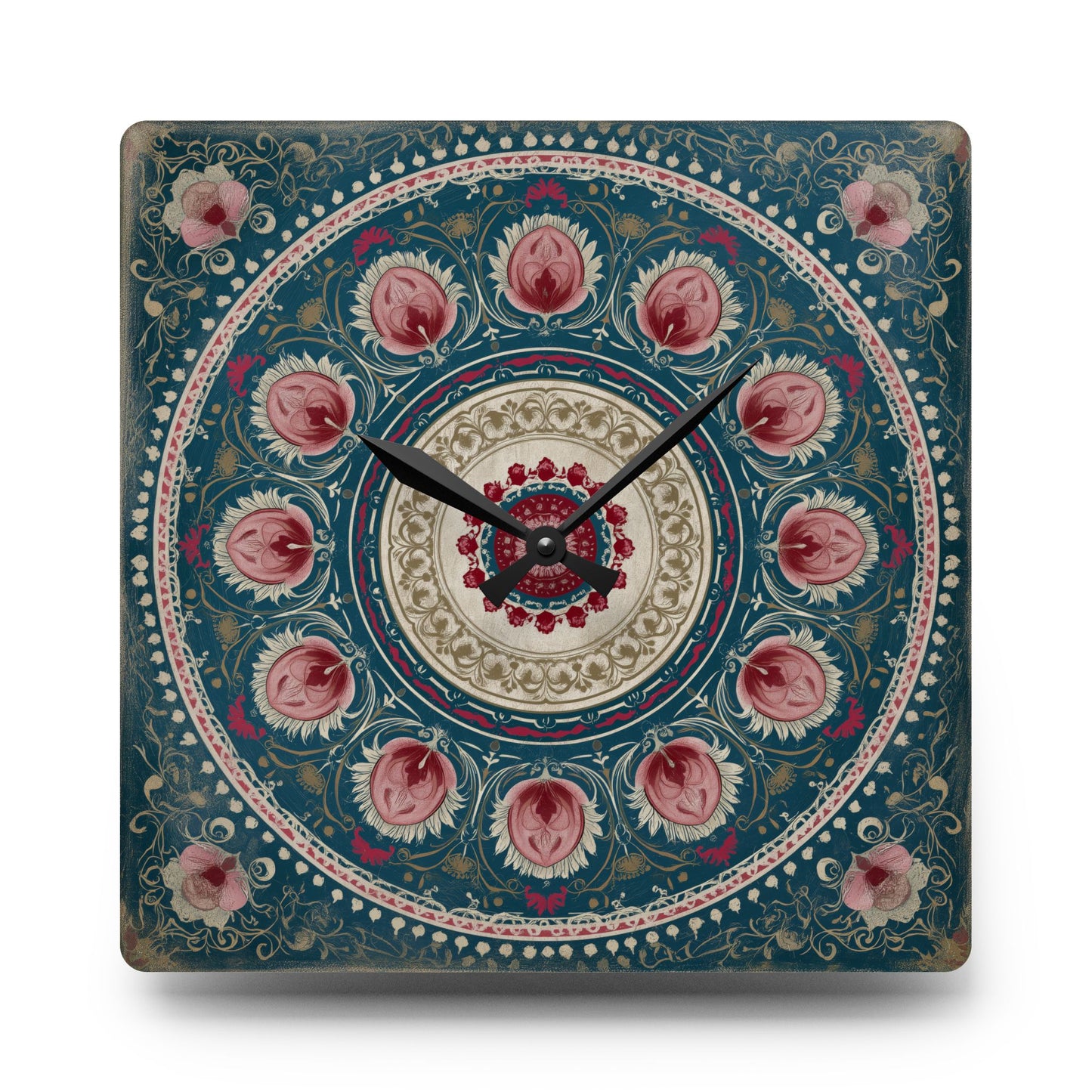 Mandala Floral Acrylic Wall Clock – Bohemian Home Decor