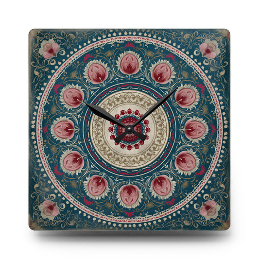 Mandala Floral Acrylic Wall Clock – Bohemian Home Decor