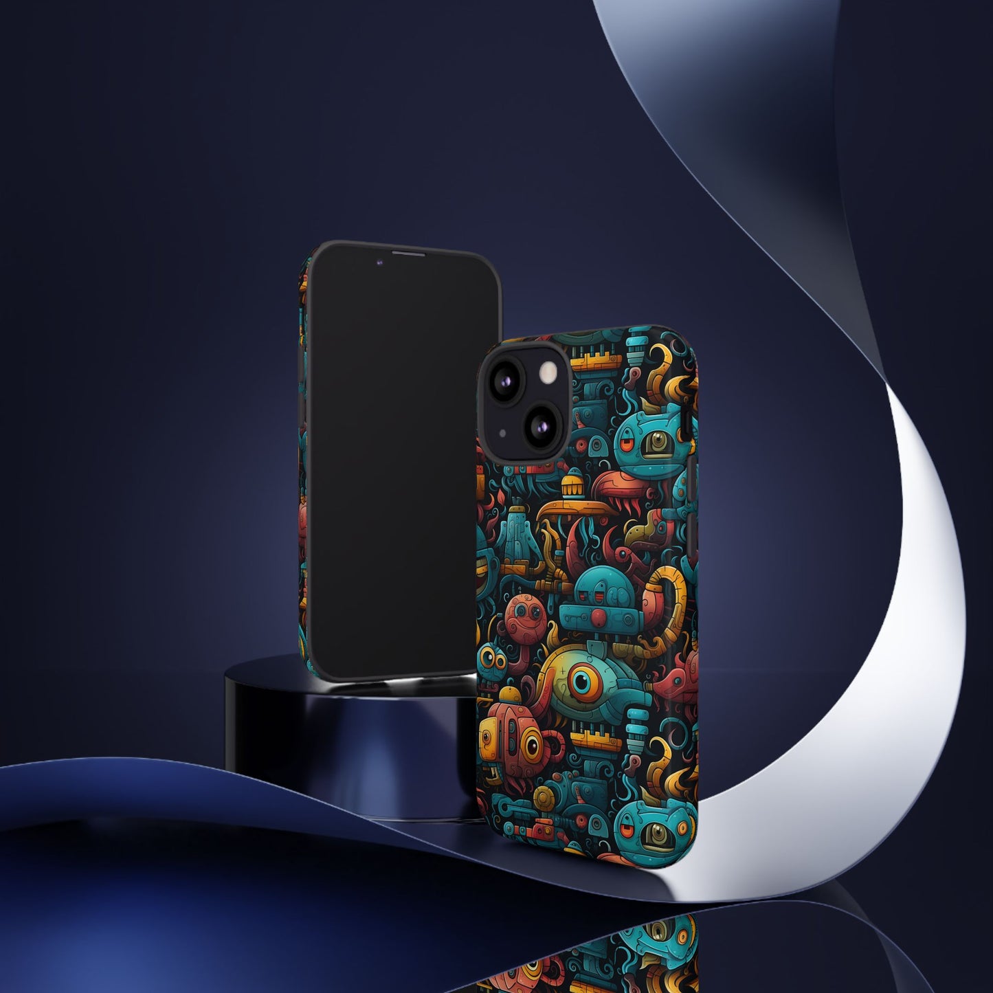 Whimsical Robots Tough Phone Case – Fantastical Mechanical Creatures Design for iPhone, Samsung Galaxy & Google Pixel