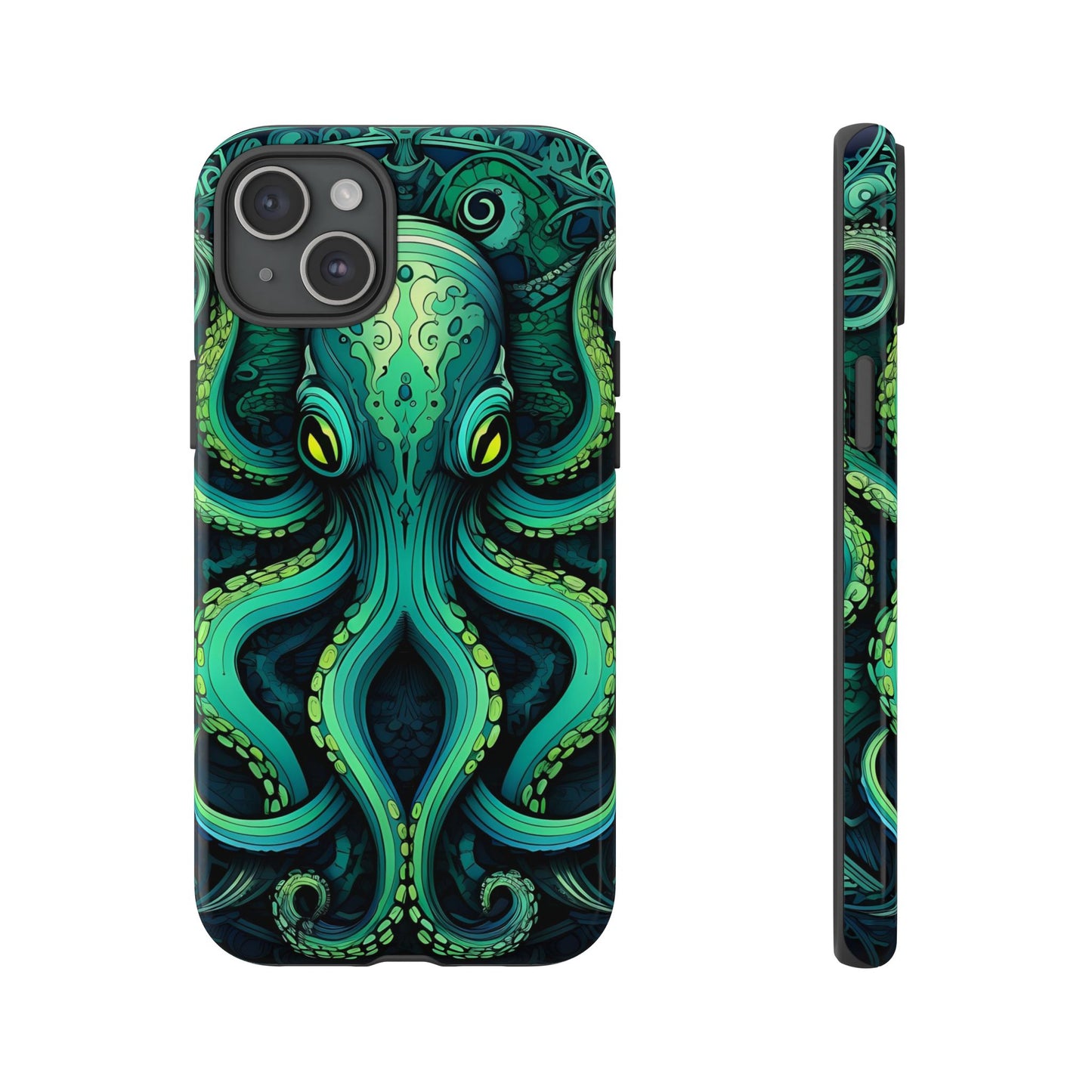 Vibrant Teal Octopus Tough Phone Case: Mandala-Inspired Art for iPhone, Samsung Galaxy & Google Pixel - Cracken Painting