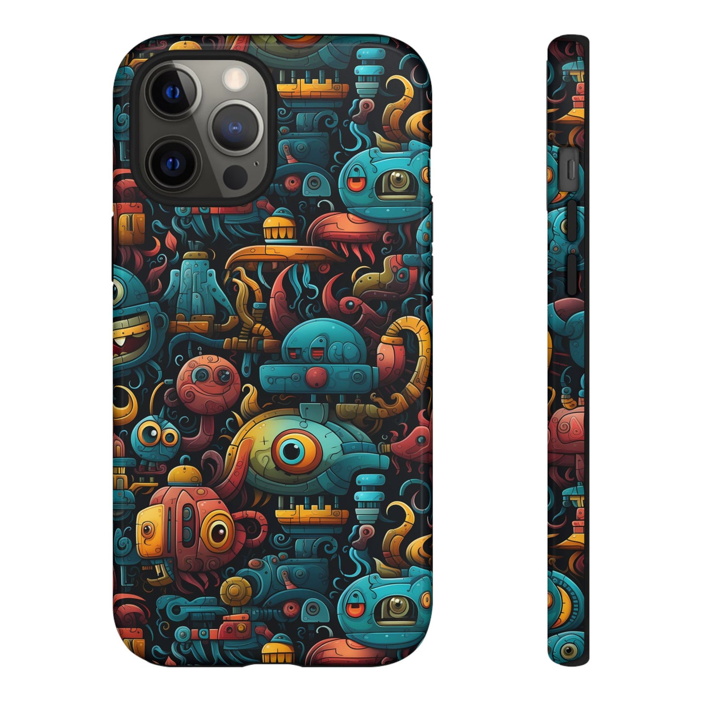 Whimsical Robots Tough Phone Case – Fantastical Mechanical Creatures Design for iPhone, Samsung Galaxy & Google Pixel