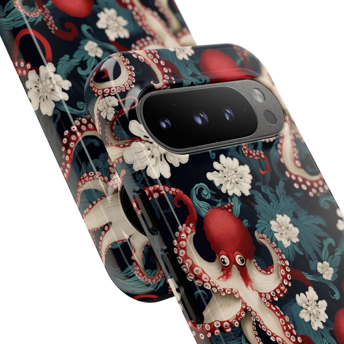 Octopus Floral Phone Case | Japanese Style Marine Pattern Protective Case