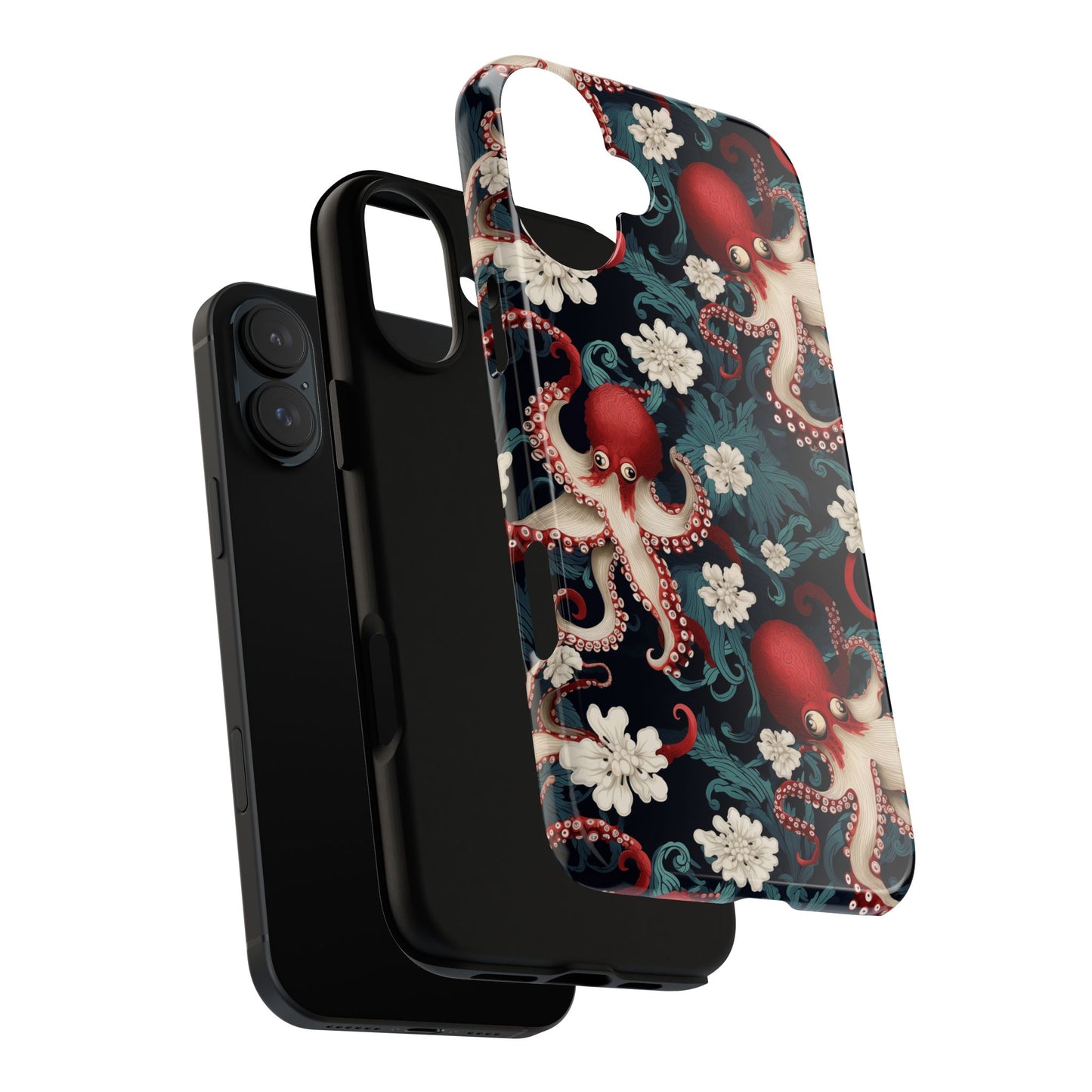 Octopus Floral Phone Case | Japanese Style Marine Pattern Protective Case