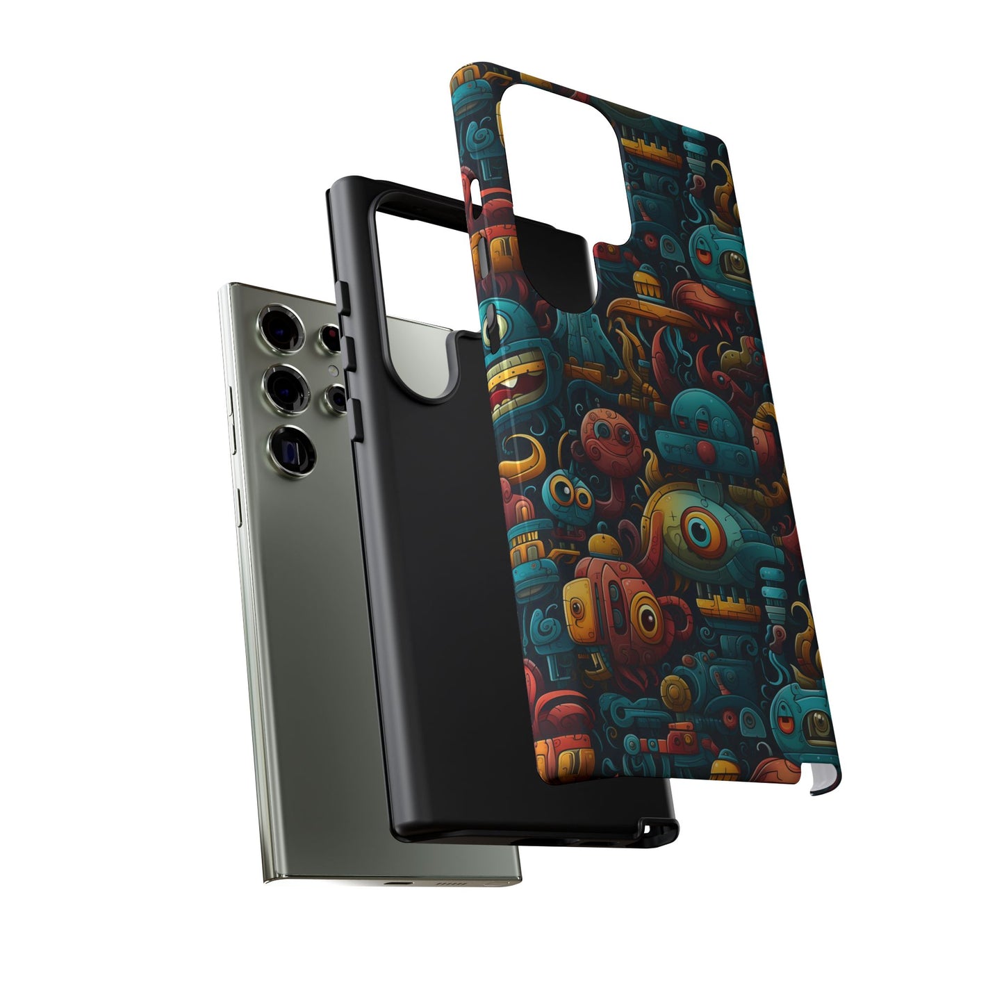 Whimsical Robots Tough Phone Case – Fantastical Mechanical Creatures Design for iPhone, Samsung Galaxy & Google Pixel