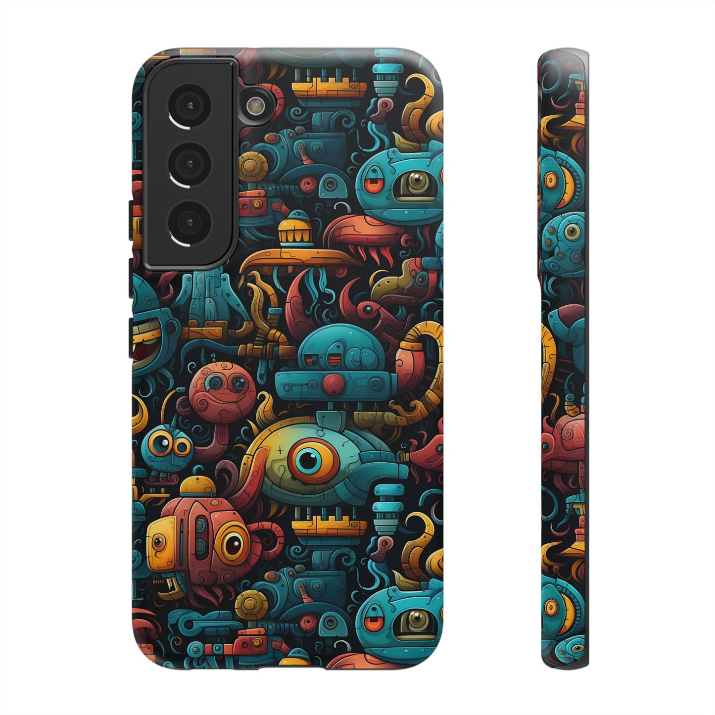 Whimsical Robots Tough Phone Case – Fantastical Mechanical Creatures Design for iPhone, Samsung Galaxy & Google Pixel