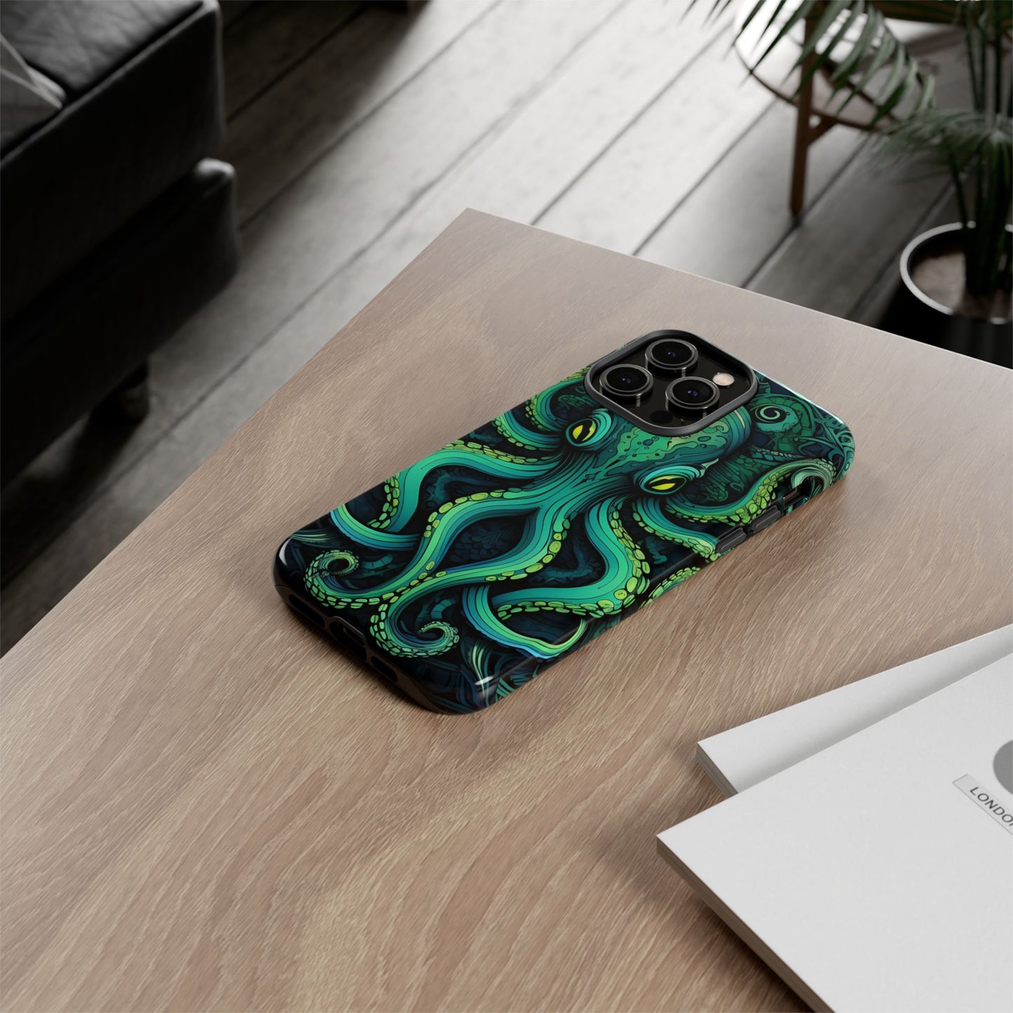 Vibrant Teal Octopus Tough Phone Case: Mandala-Inspired Art for iPhone, Samsung Galaxy & Google Pixel - Cracken Painting