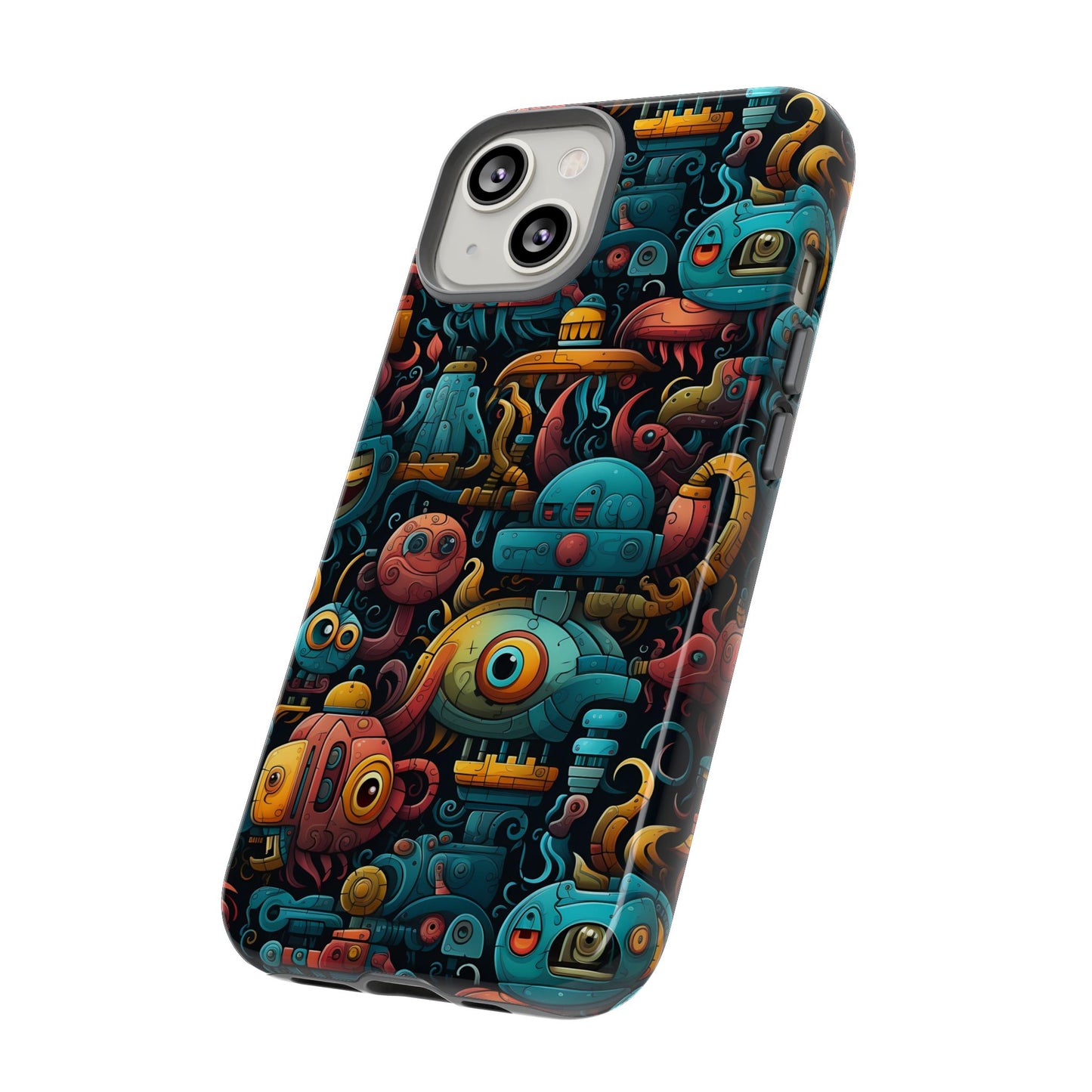 Whimsical Robots Tough Phone Case – Fantastical Mechanical Creatures Design for iPhone, Samsung Galaxy & Google Pixel