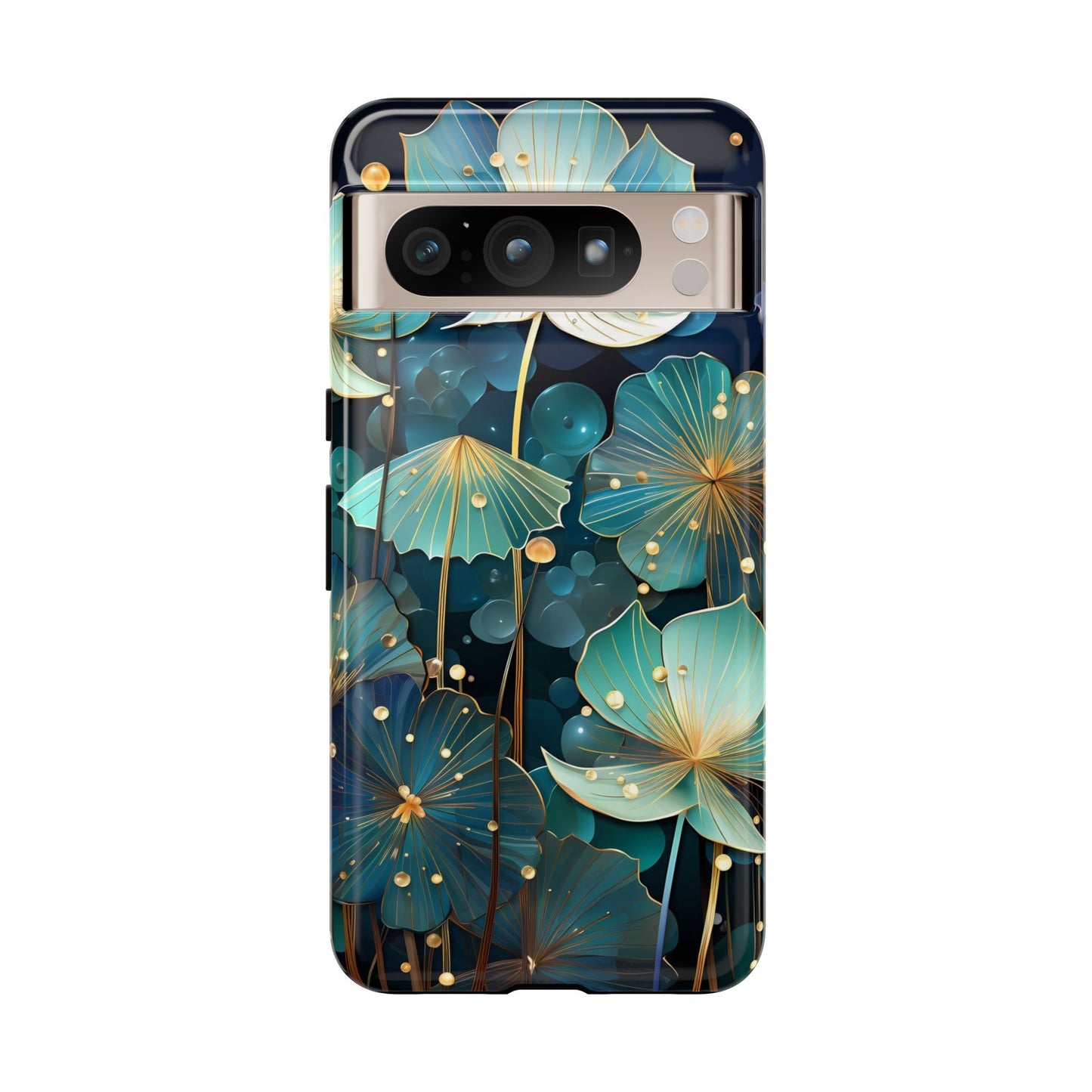 Teal Floral Tough Phone Case — Protective Botanical iPhone Cover