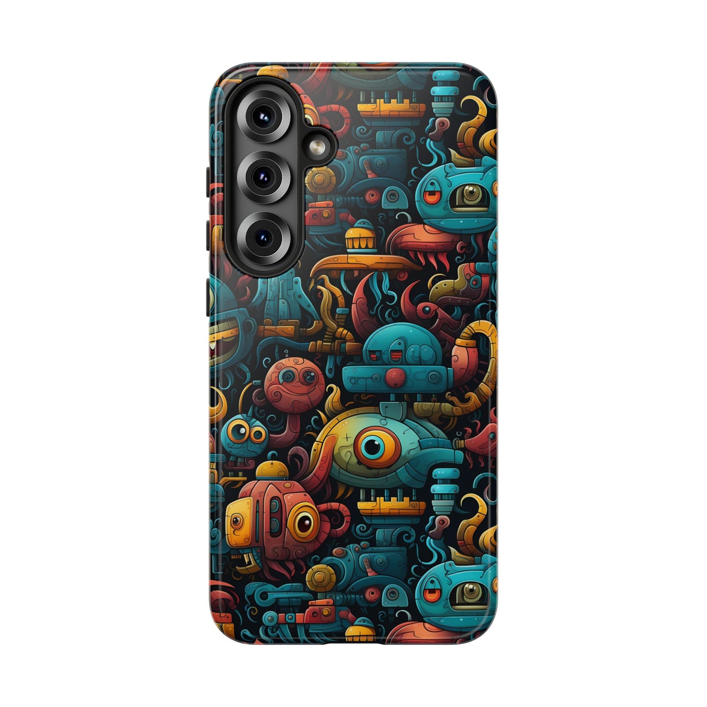 Whimsical Robots Tough Phone Case – Fantastical Mechanical Creatures Design for iPhone, Samsung Galaxy & Google Pixel