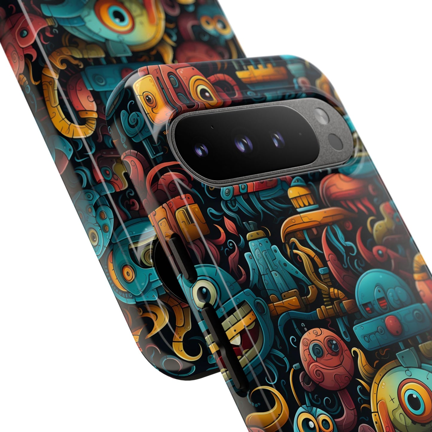 Whimsical Robots Tough Phone Case – Fantastical Mechanical Creatures Design for iPhone, Samsung Galaxy & Google Pixel