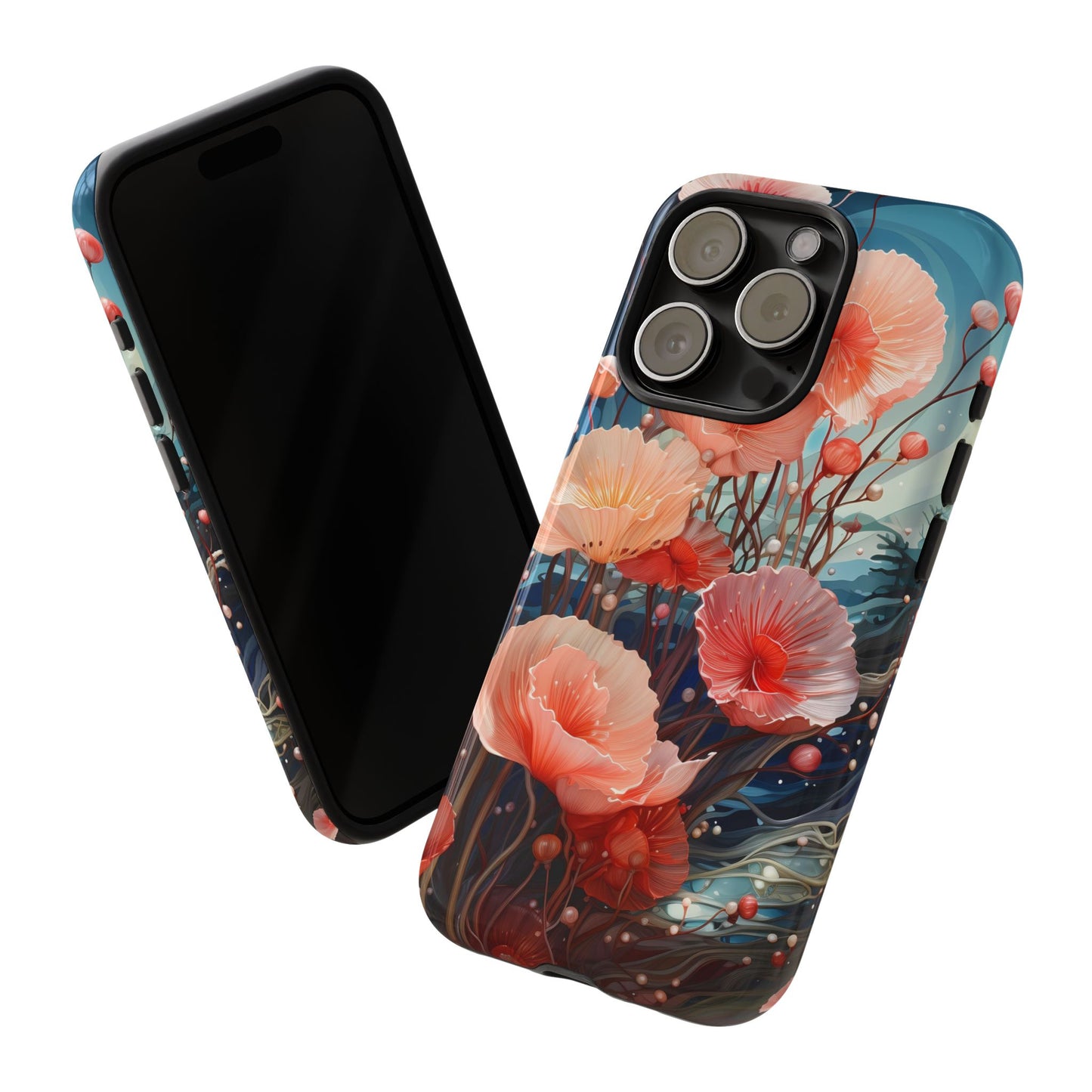 Blooming Poppies Tough Phone Case – Underwater Nocturnal Floral Design for iPhone, Samsung Galaxy & Google Pixel