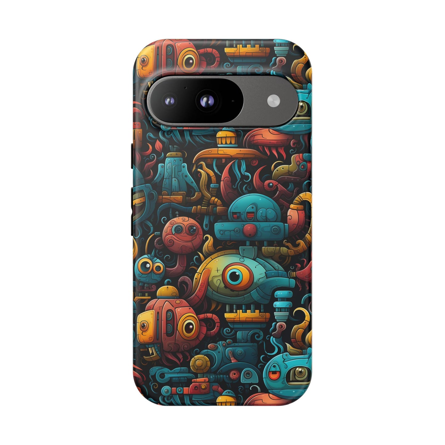 Whimsical Robots Tough Phone Case – Fantastical Mechanical Creatures Design for iPhone, Samsung Galaxy & Google Pixel