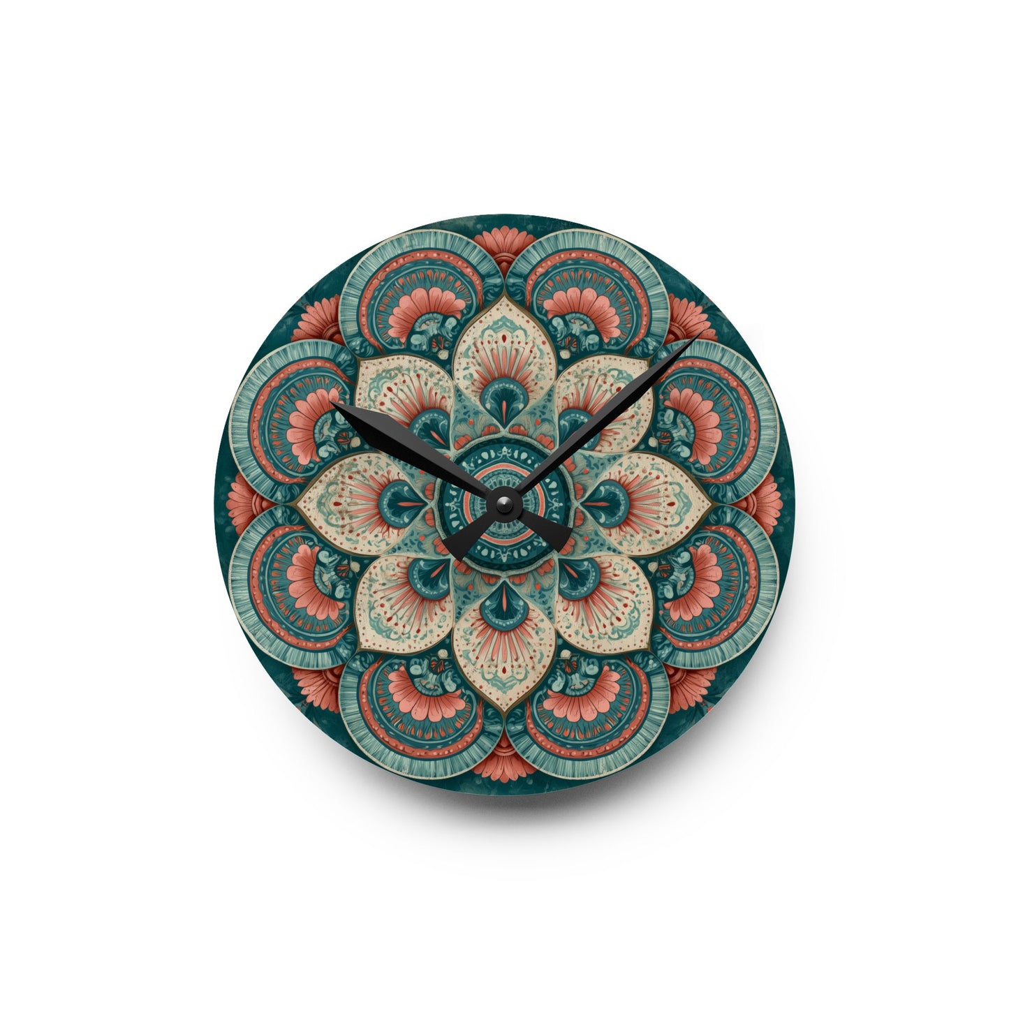 Mandala Floral Acrylic Wall Clock — Boho Decorative Home Clock