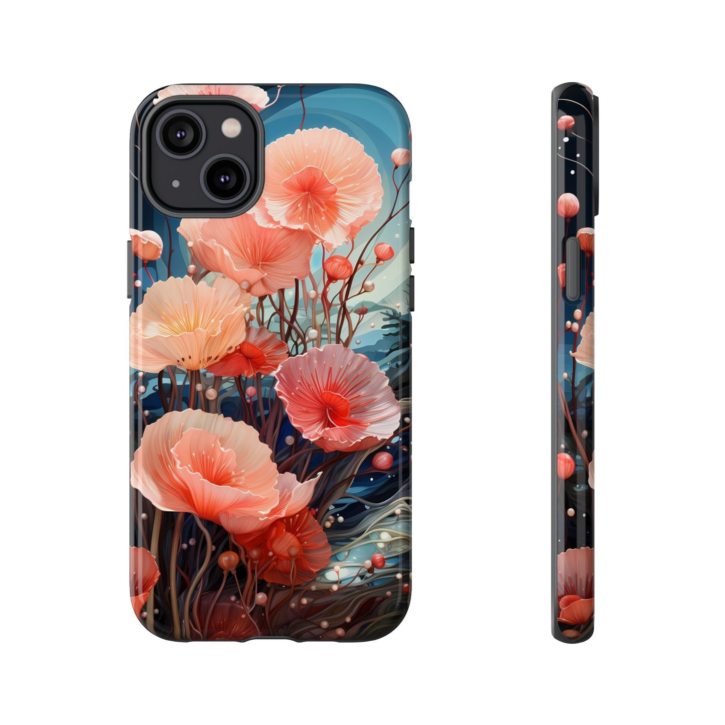 Blooming Poppies Tough Phone Case – Underwater Nocturnal Floral Design for iPhone, Samsung Galaxy & Google Pixel