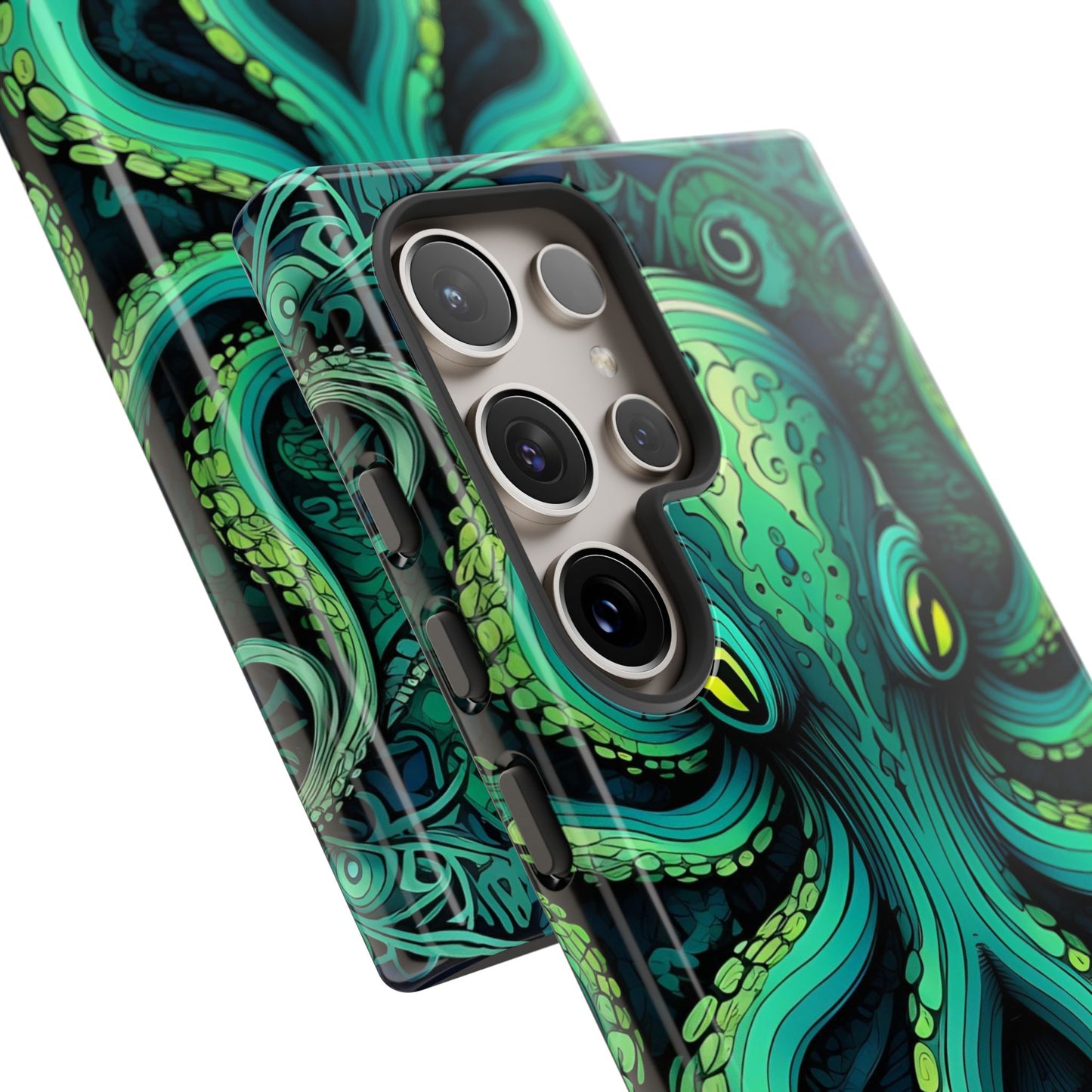 Vibrant Teal Octopus Tough Phone Case: Mandala-Inspired Art for iPhone, Samsung Galaxy & Google Pixel - Cracken Painting