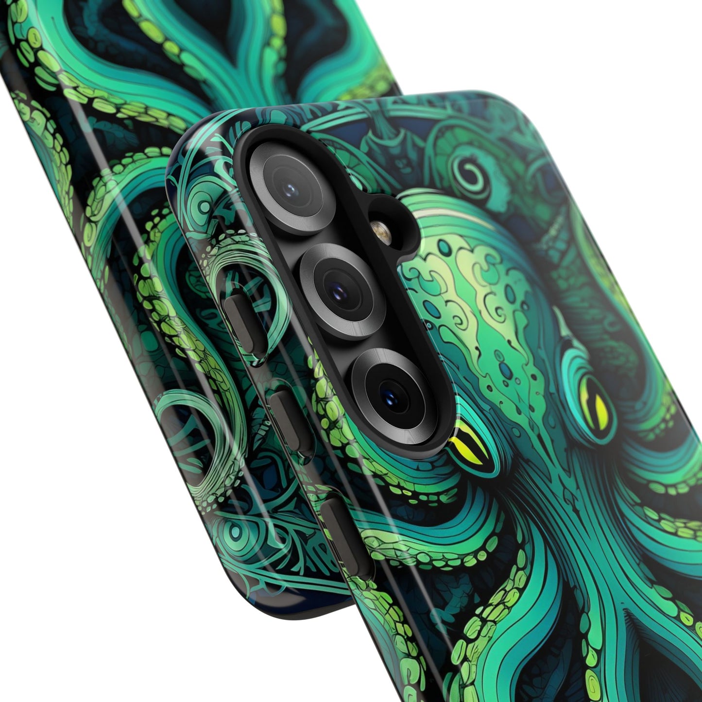 Vibrant Teal Octopus Tough Phone Case: Mandala-Inspired Art for iPhone, Samsung Galaxy & Google Pixel - Cracken Painting