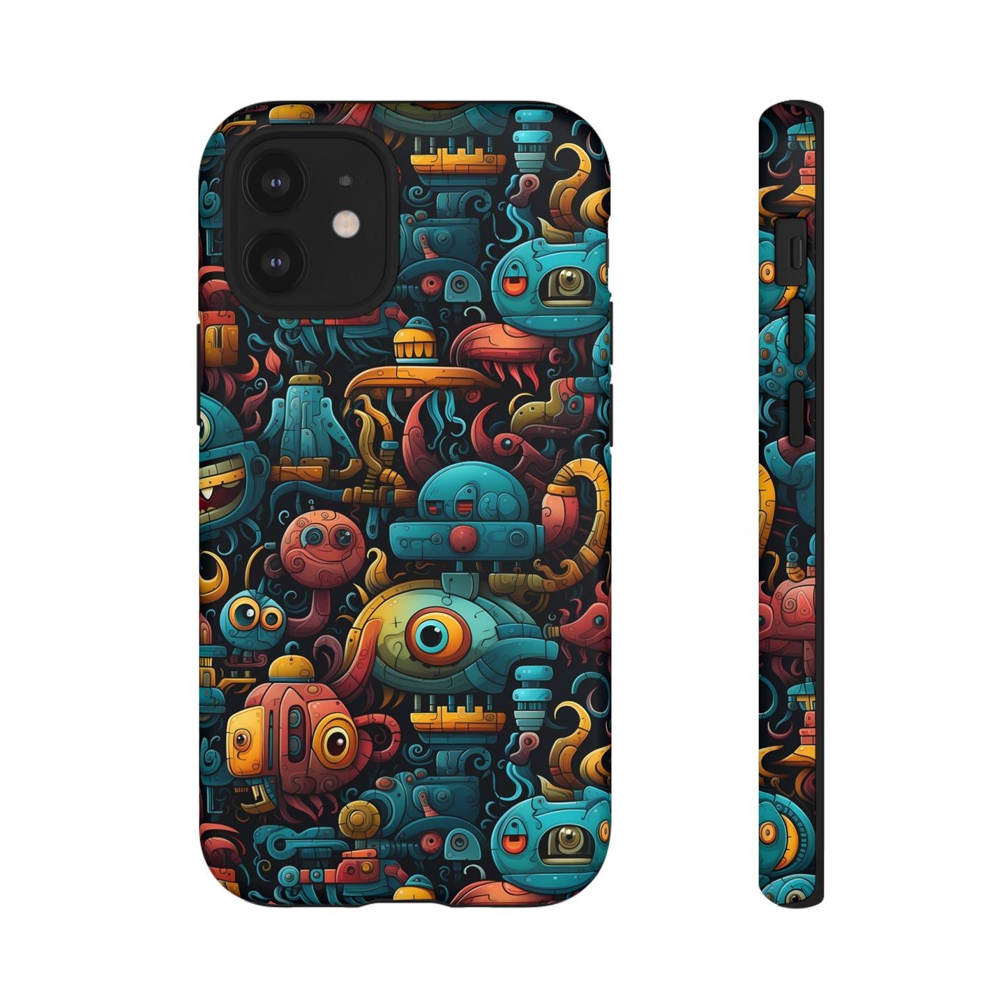 Whimsical Robots Tough Phone Case – Fantastical Mechanical Creatures Design for iPhone, Samsung Galaxy & Google Pixel