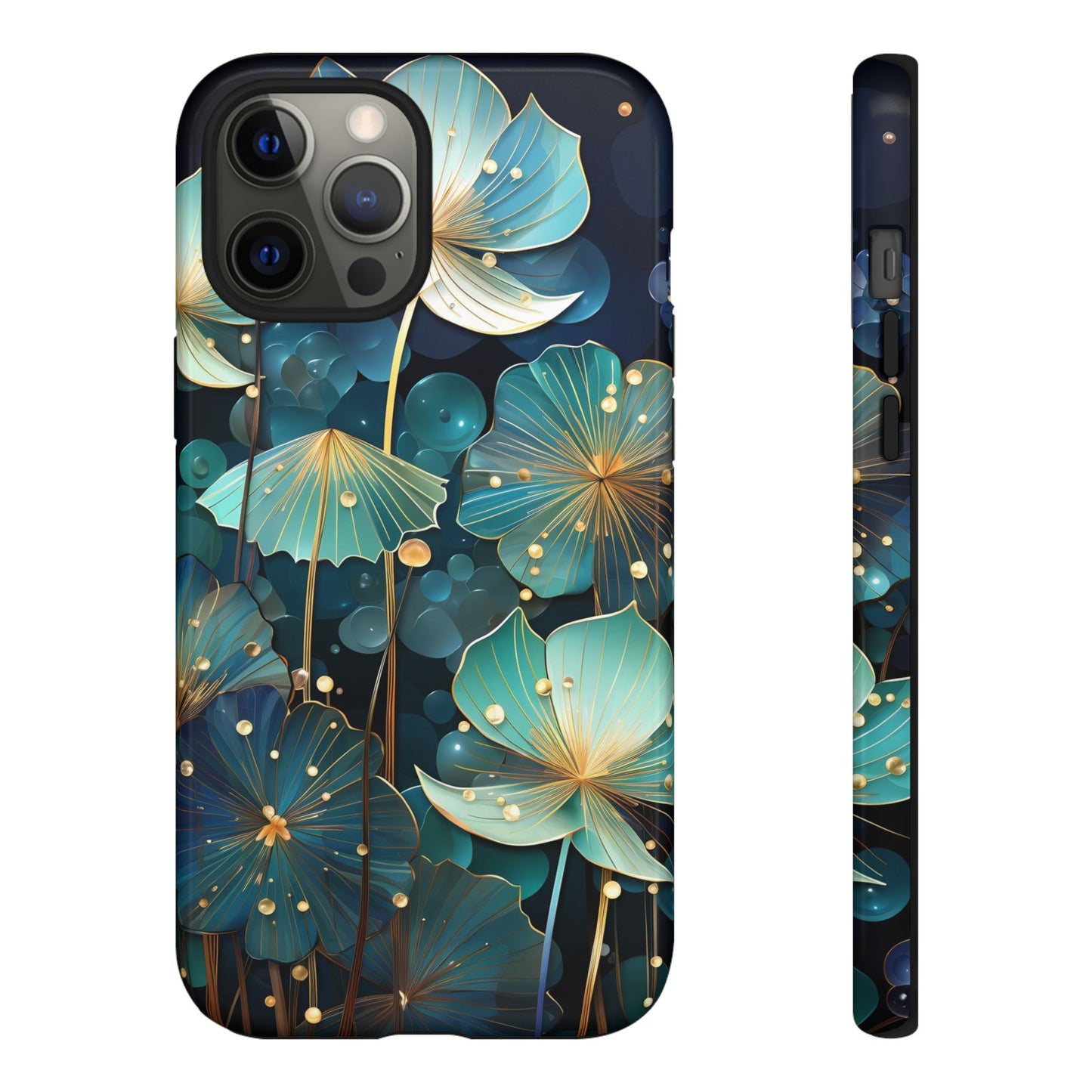 Teal Floral Tough Phone Case — Protective Botanical iPhone Cover