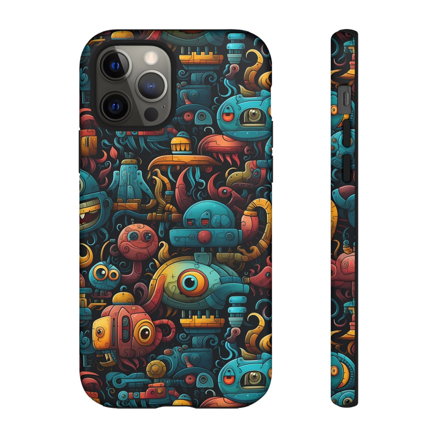 Whimsical Robots Tough Phone Case – Fantastical Mechanical Creatures Design for iPhone, Samsung Galaxy & Google Pixel