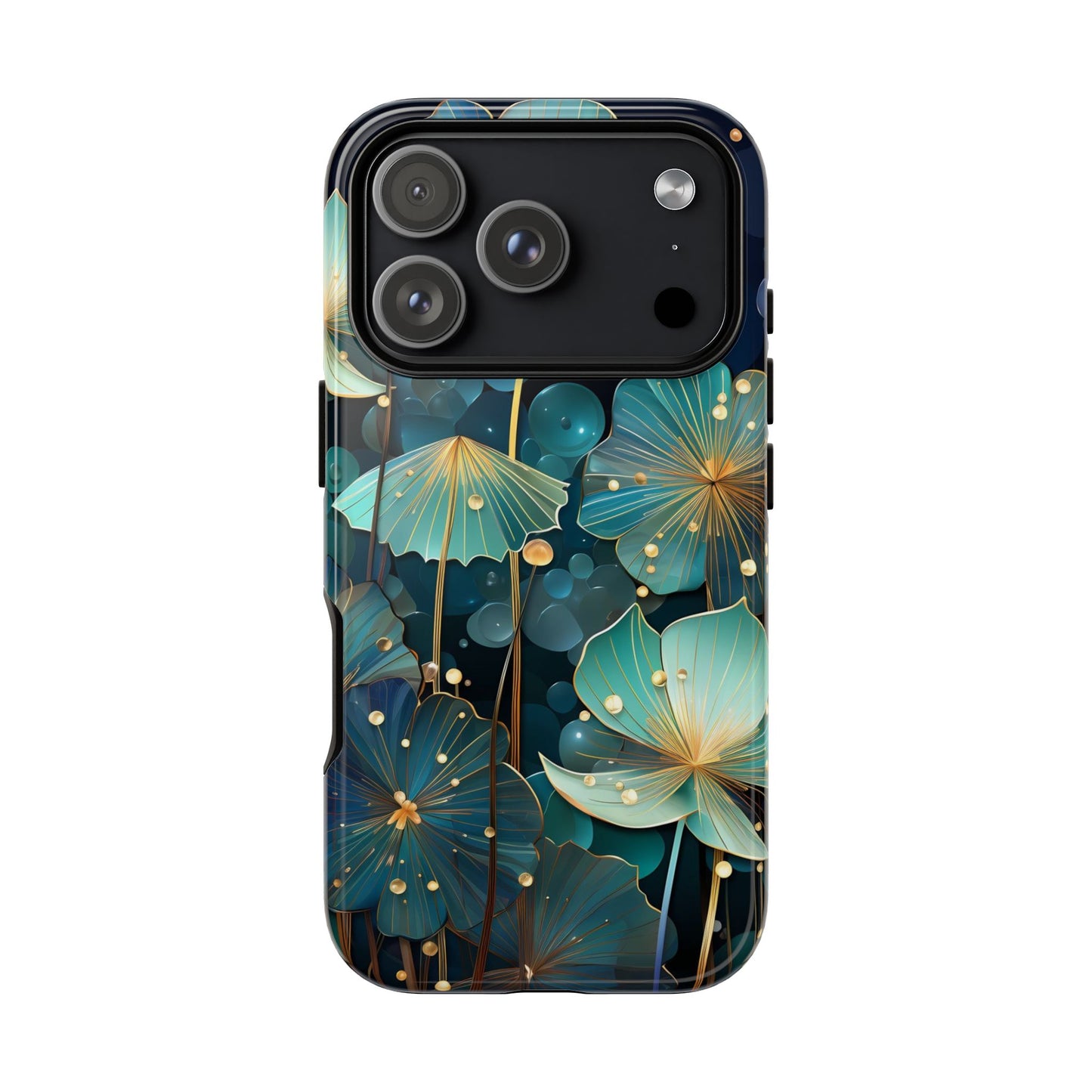 Teal Floral Tough Phone Case — Protective Botanical iPhone Cover