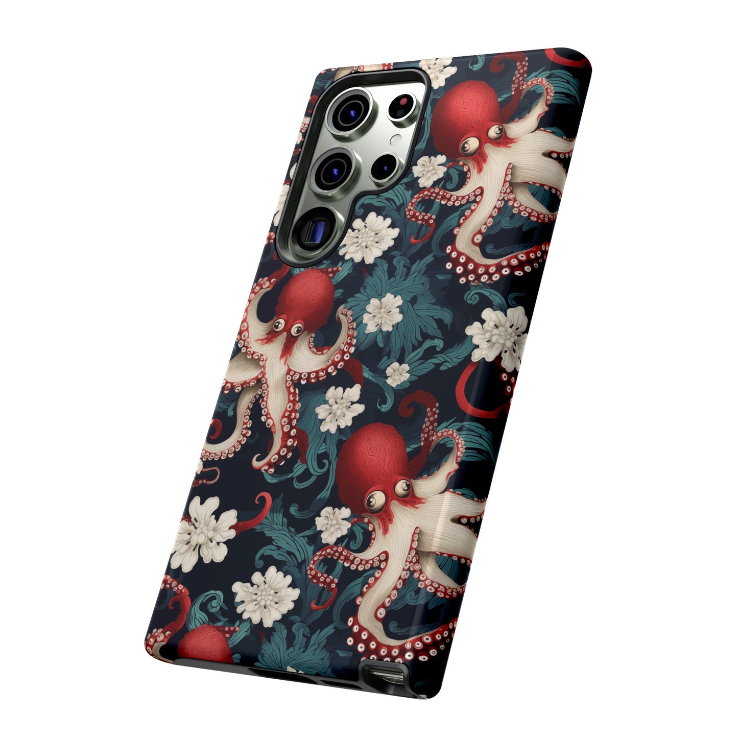 Octopus Floral Phone Case | Japanese Style Marine Pattern Protective Case