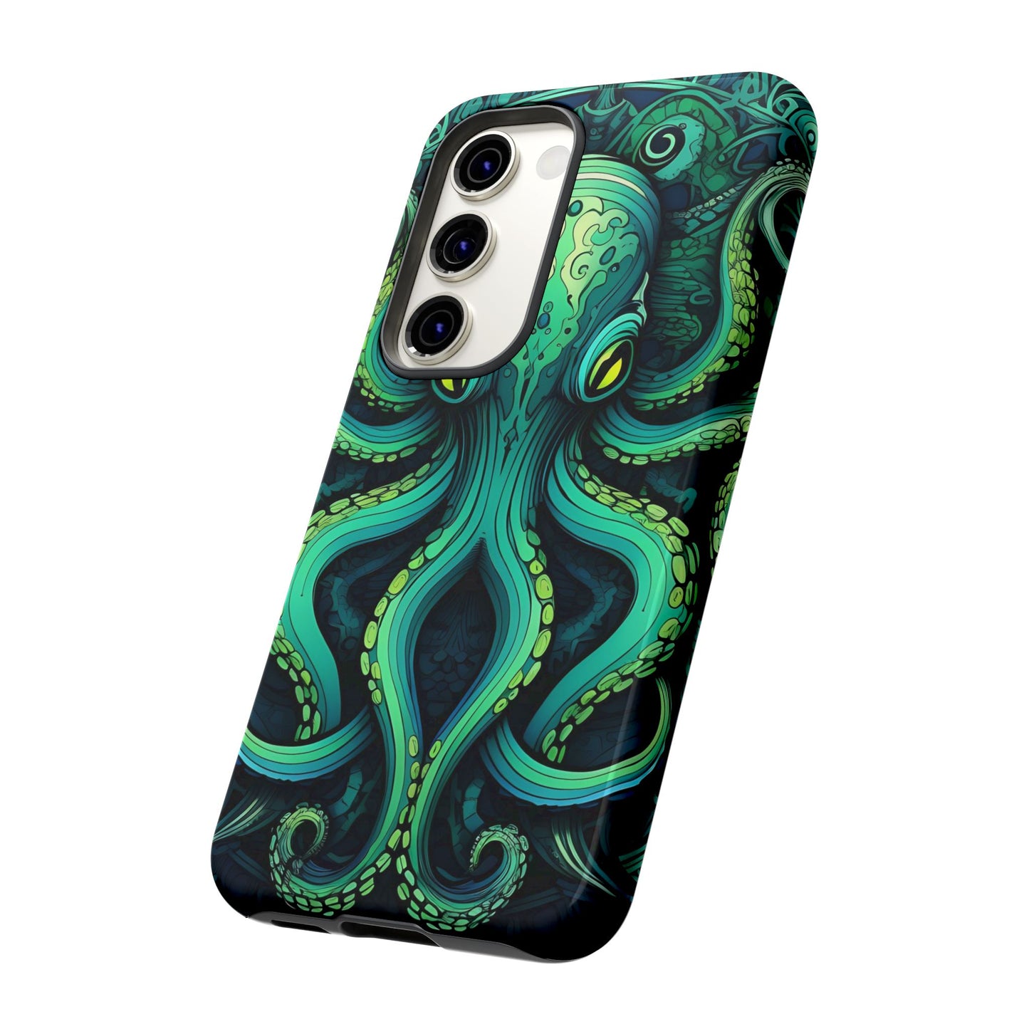 Vibrant Teal Octopus Tough Phone Case: Mandala-Inspired Art for iPhone, Samsung Galaxy & Google Pixel - Cracken Painting