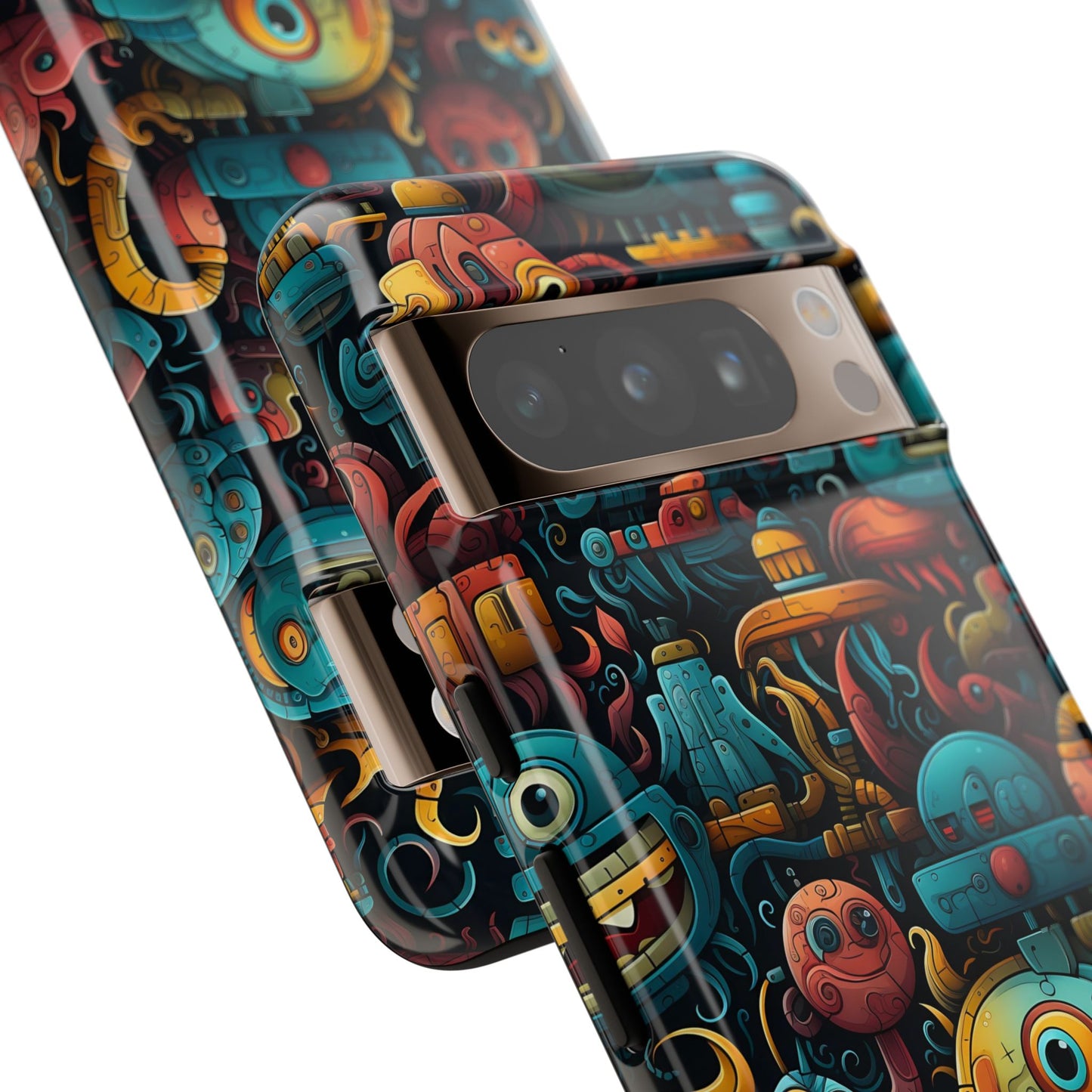 Whimsical Robots Tough Phone Case – Fantastical Mechanical Creatures Design for iPhone, Samsung Galaxy & Google Pixel