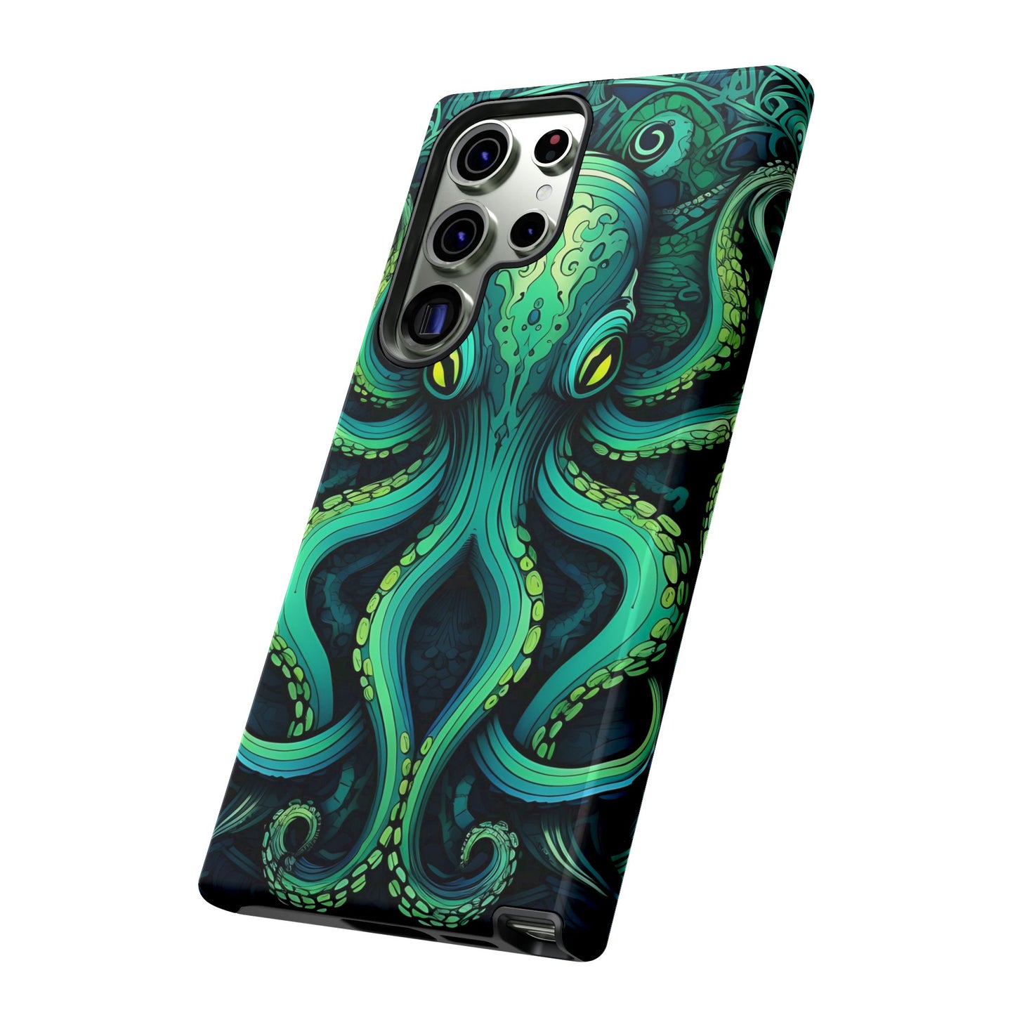 Vibrant Teal Octopus Tough Phone Case: Mandala-Inspired Art for iPhone, Samsung Galaxy & Google Pixel - Cracken Painting