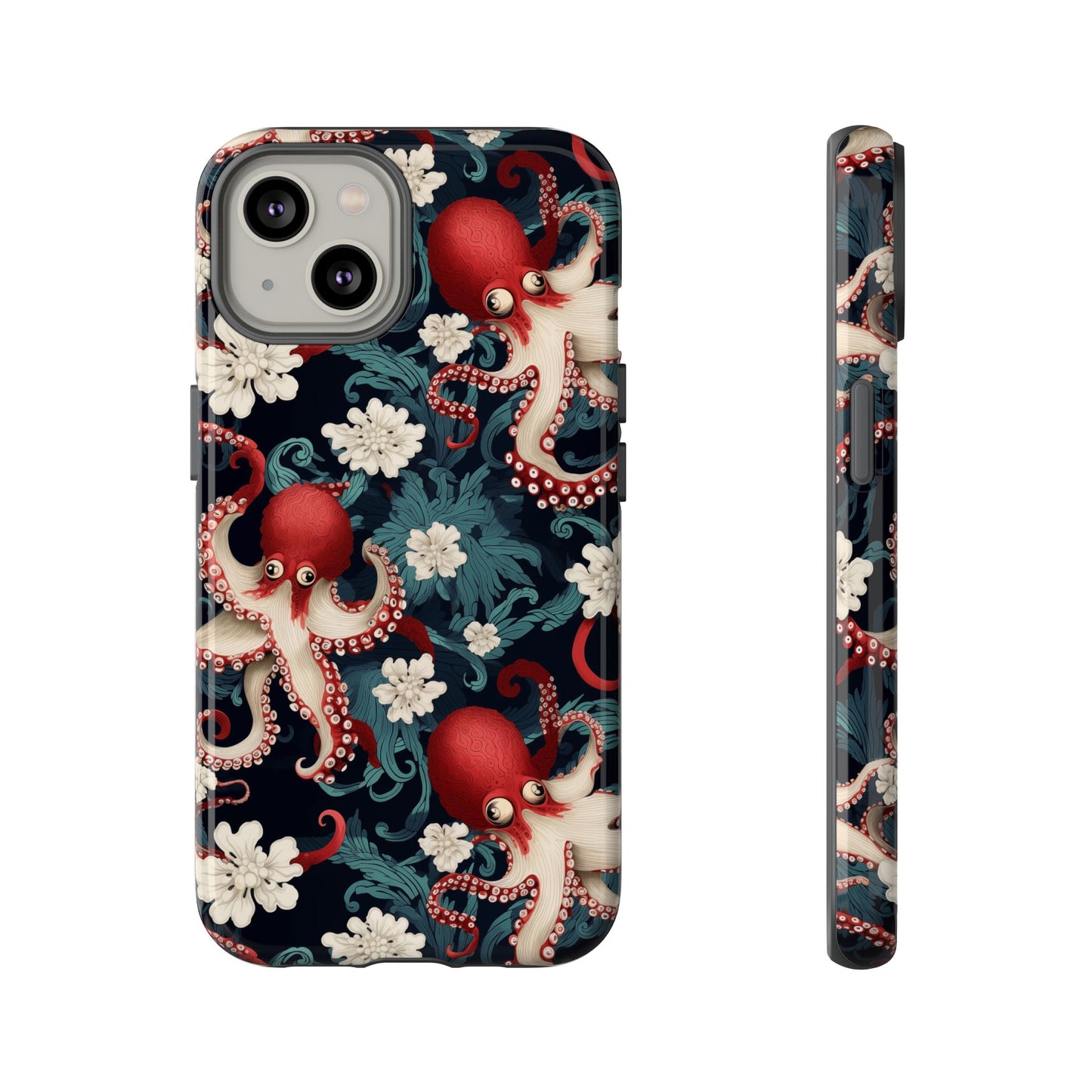 Octopus Floral Phone Case | Japanese Style Marine Pattern Protective Case