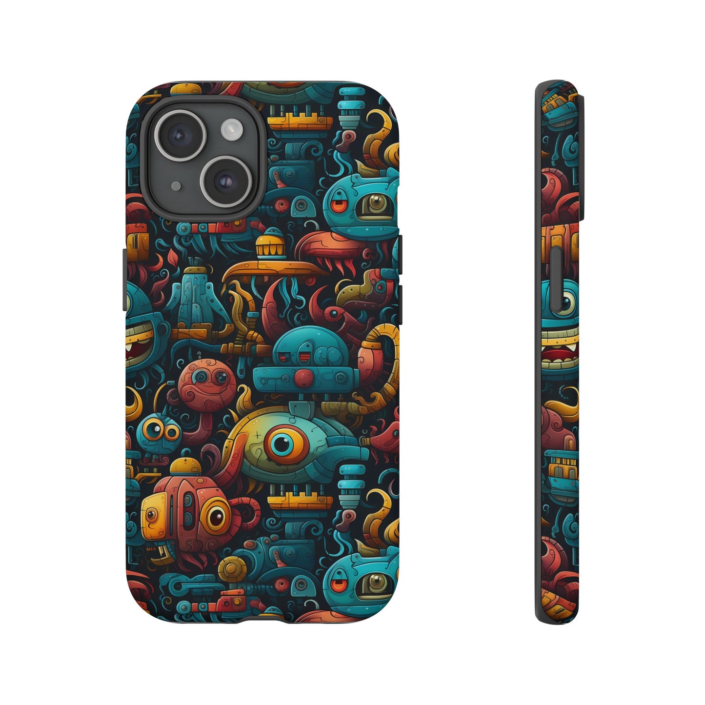 Whimsical Robots Tough Phone Case – Fantastical Mechanical Creatures Design for iPhone, Samsung Galaxy & Google Pixel