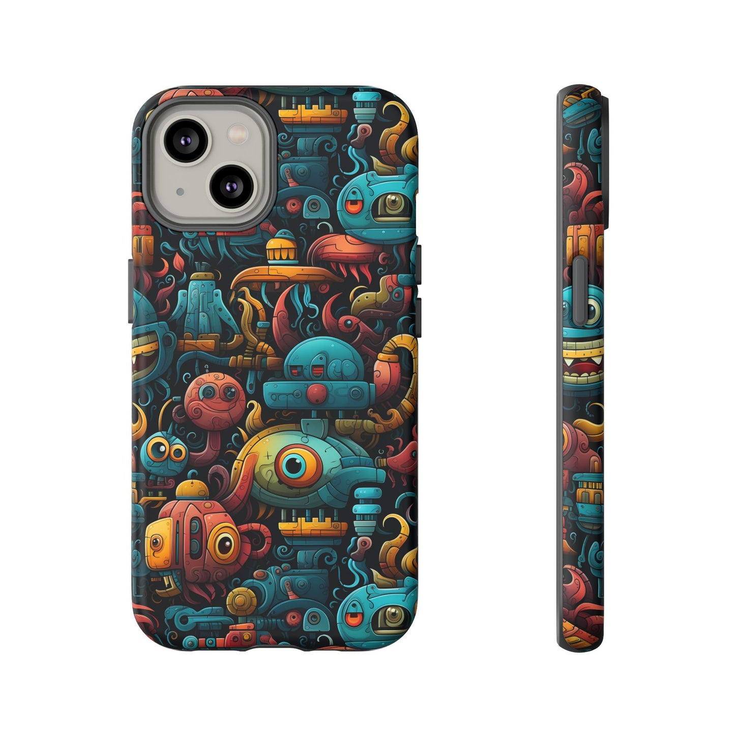Whimsical Robots Tough Phone Case – Fantastical Mechanical Creatures Design for iPhone, Samsung Galaxy & Google Pixel