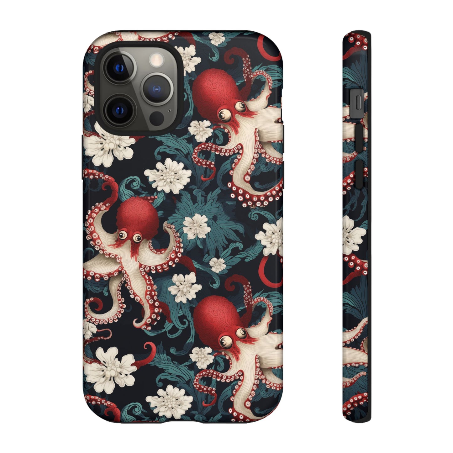 Octopus Floral Phone Case | Japanese Style Marine Pattern Protective Case