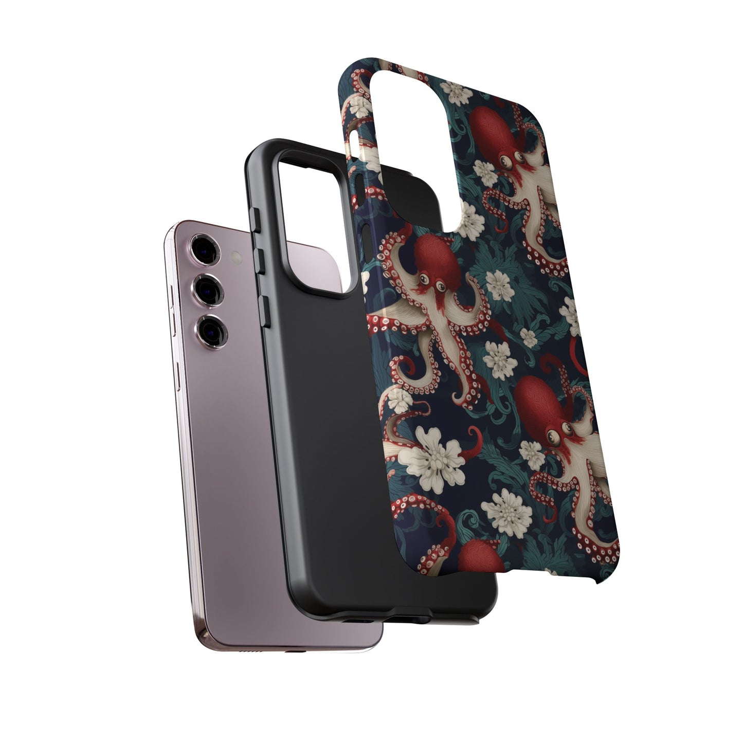 Octopus Floral Phone Case | Japanese Style Marine Pattern Protective Case