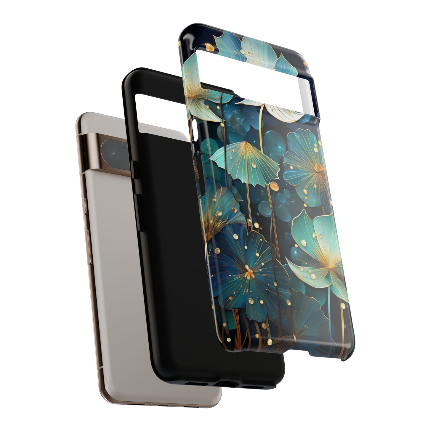 Teal Floral Tough Phone Case — Protective Botanical iPhone Cover