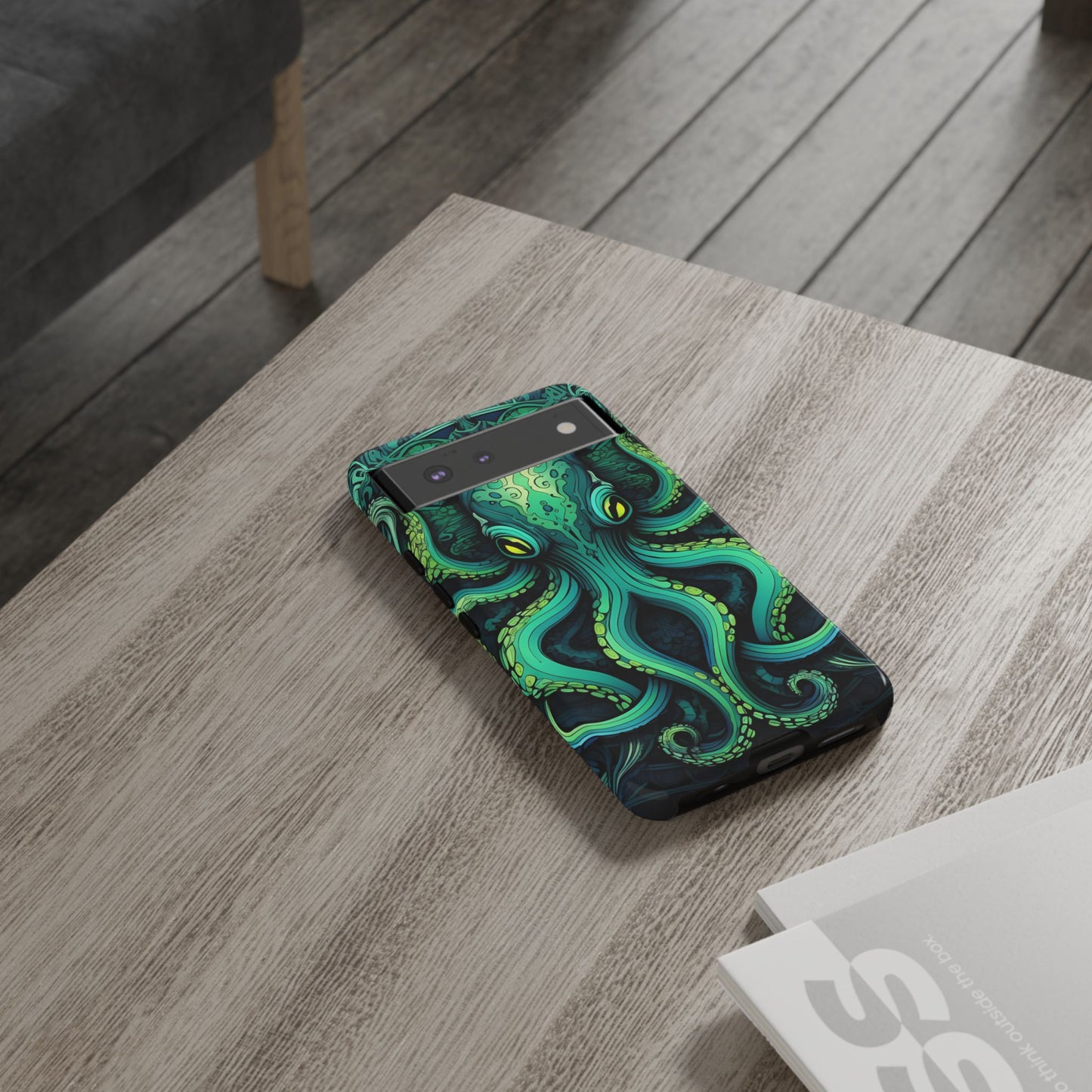 Vibrant Teal Octopus Tough Phone Case: Mandala-Inspired Art for iPhone, Samsung Galaxy & Google Pixel - Cracken Painting