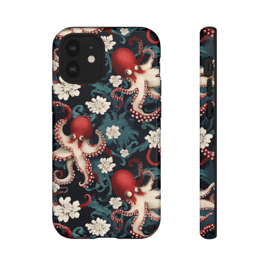 Octopus Floral Phone Case | Japanese Style Marine Pattern Protective Case