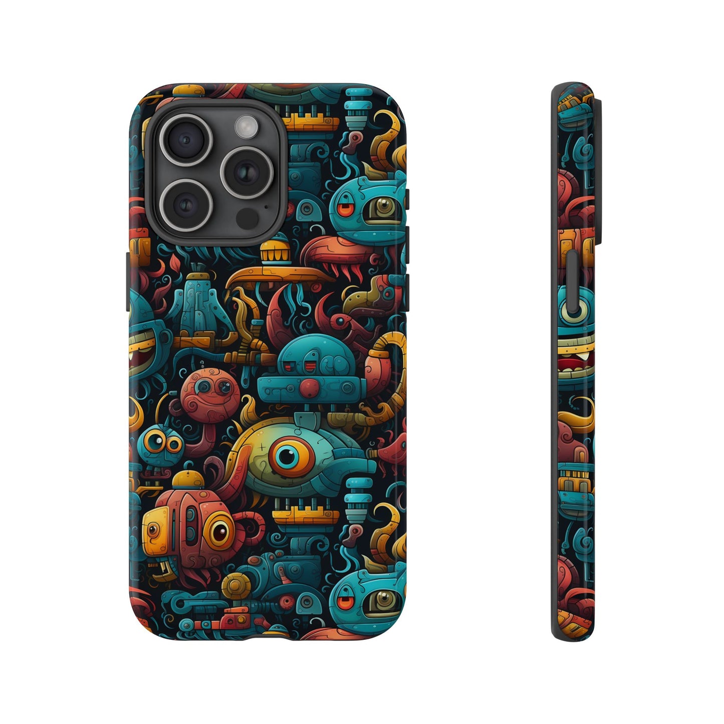 Whimsical Robots Tough Phone Case – Fantastical Mechanical Creatures Design for iPhone, Samsung Galaxy & Google Pixel